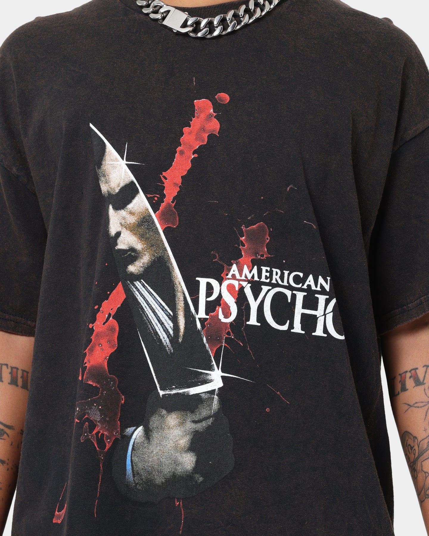 Goat Crew X American Psycho Knife Vintage T-Shirt Black Wash