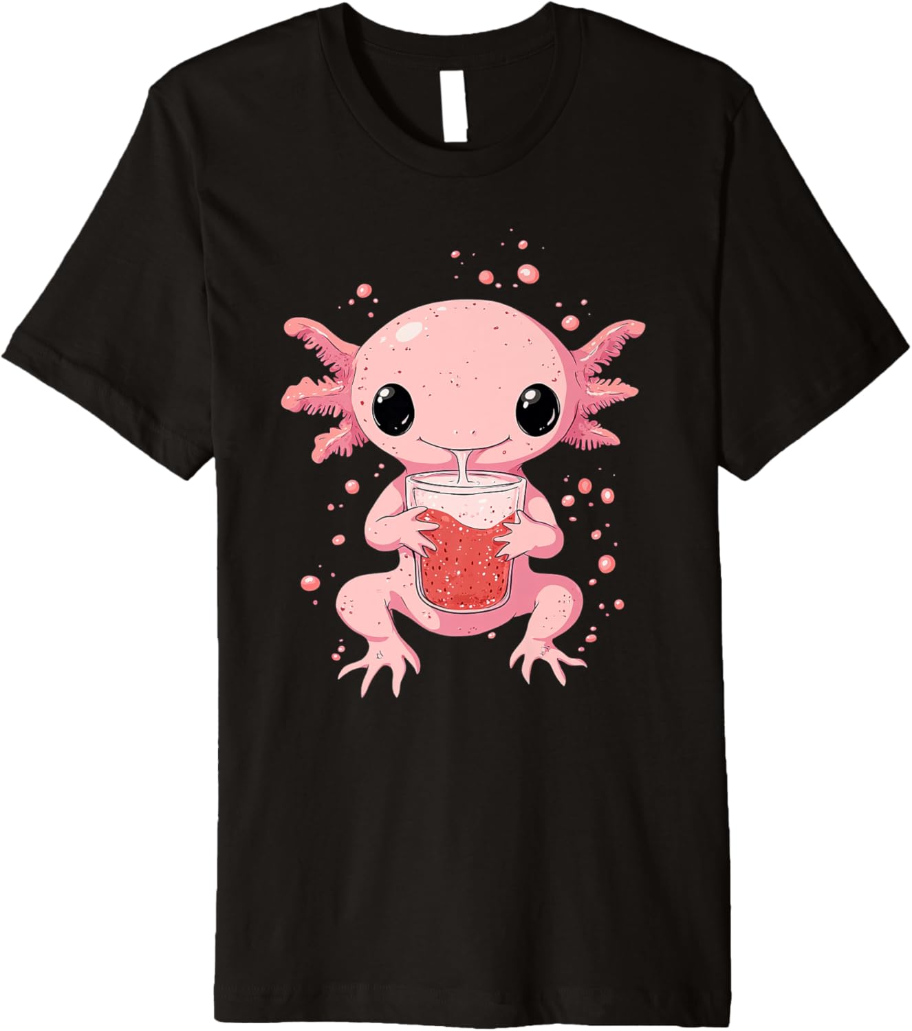 cute axolotl drinks bubble tea bubbletea anime kawaii Premium