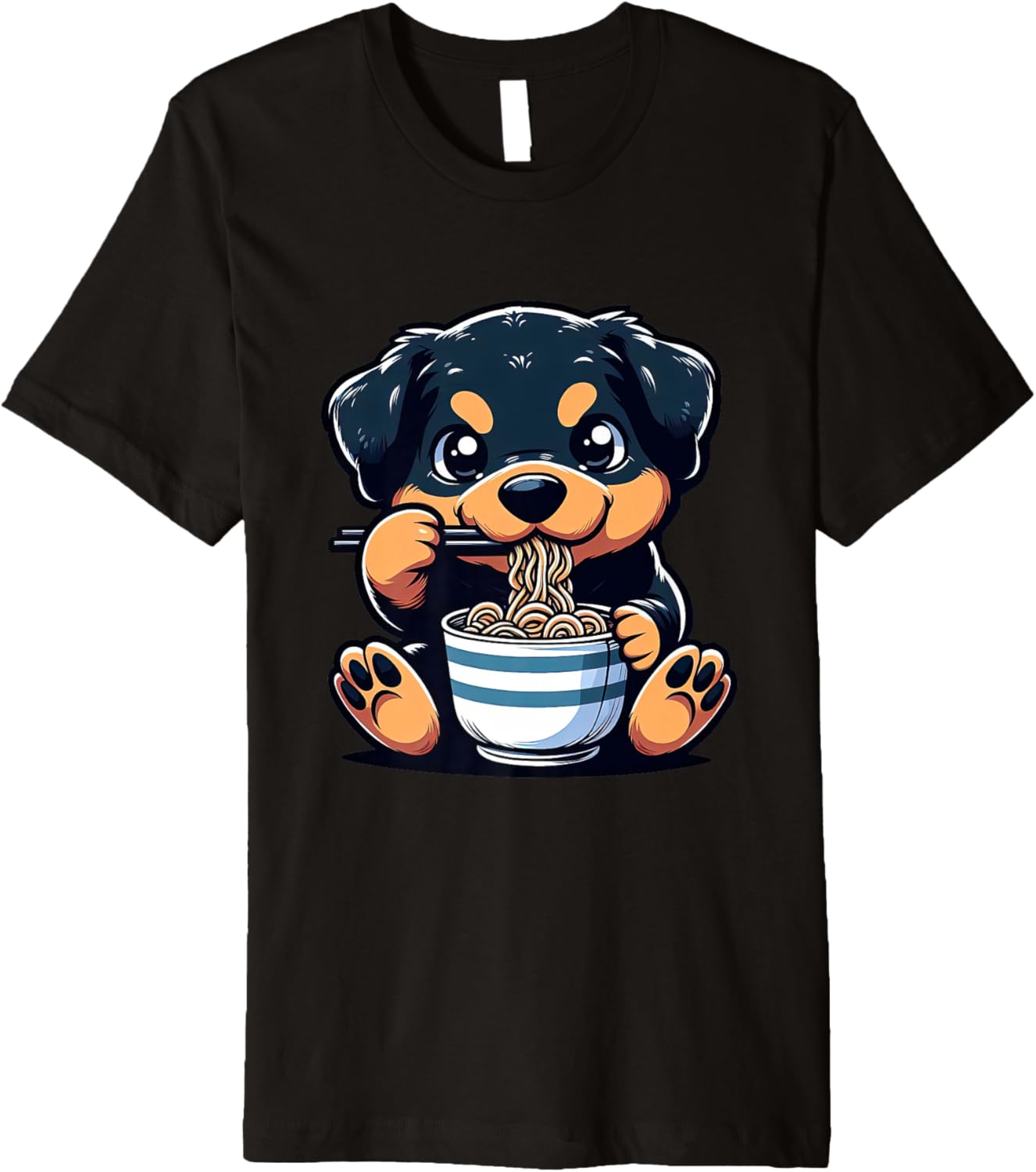 Dog Kawaii Eating Ramen Noodles Rottweiler Anime Premium