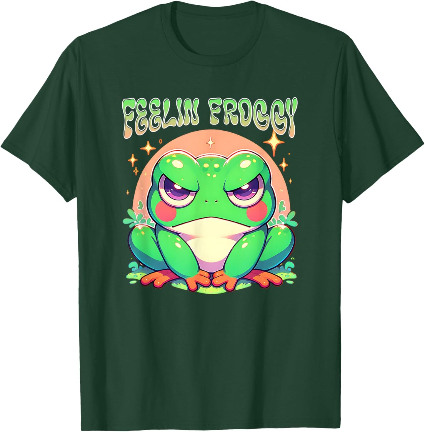 Grumpy Face Angry Frog Feelin Froggy Anime Style Girls
