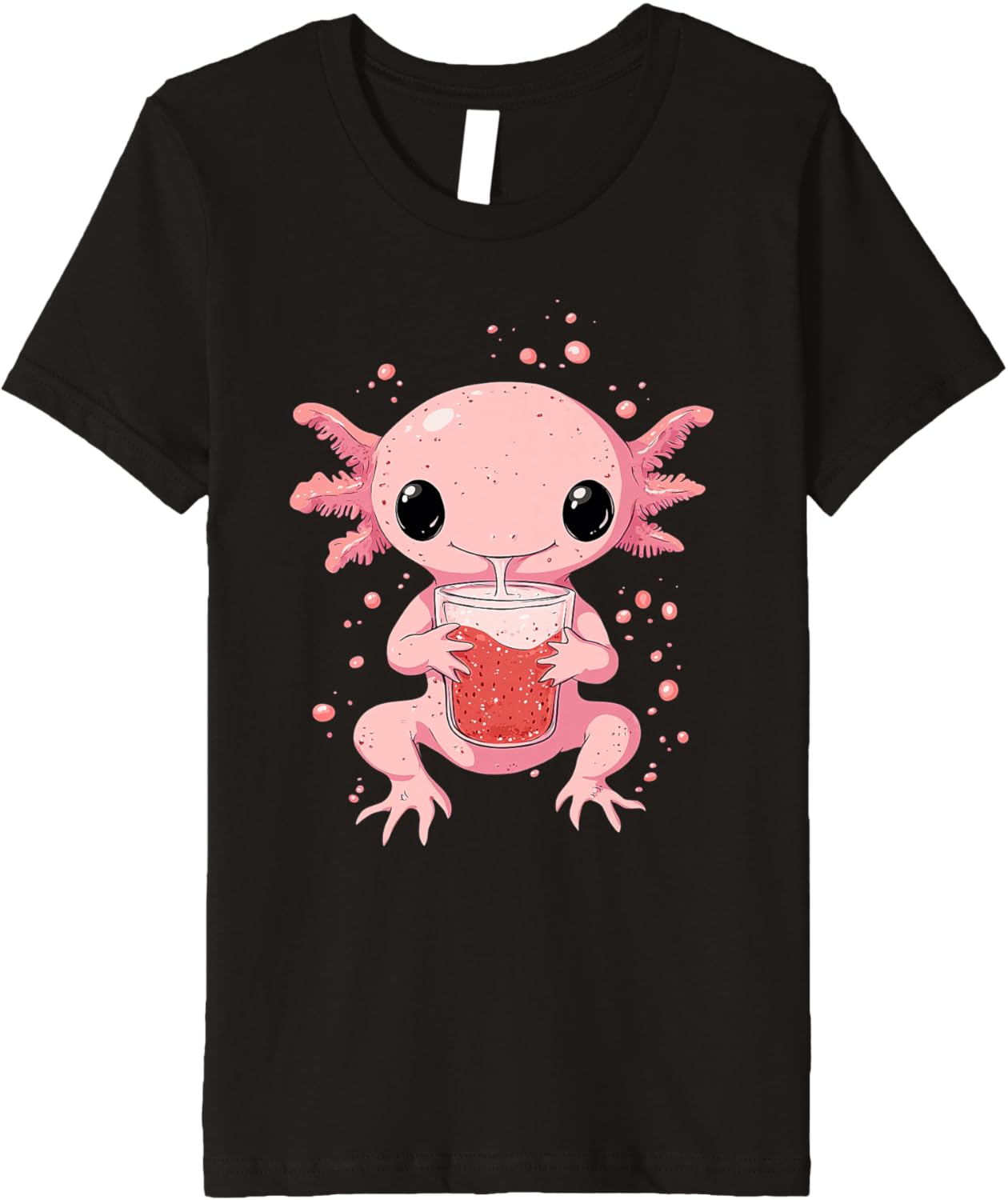 cute axolotl drinks bubble tea bubbletea anime kawaii Premium