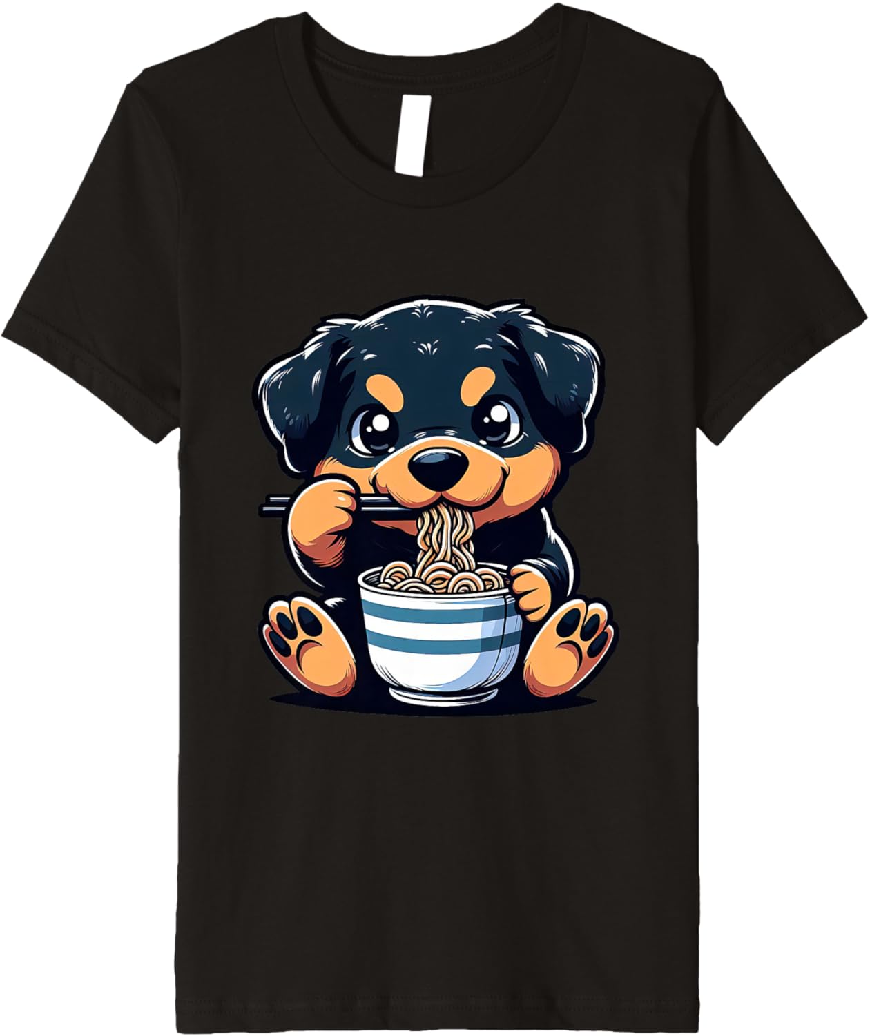 Dog Kawaii Eating Ramen Noodles Rottweiler Anime Premium