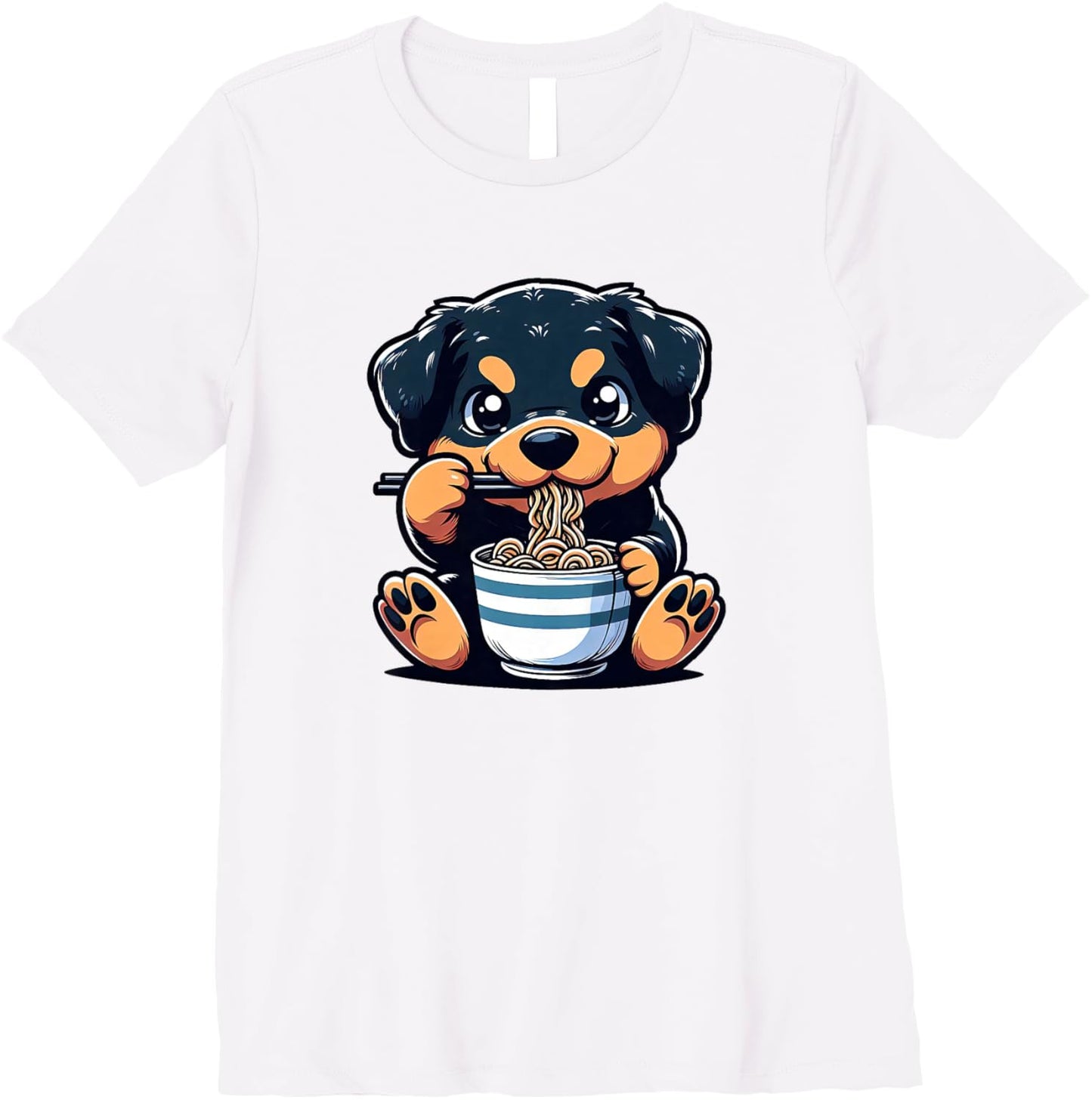 Dog Kawaii Eating Ramen Noodles Rottweiler Anime Premium