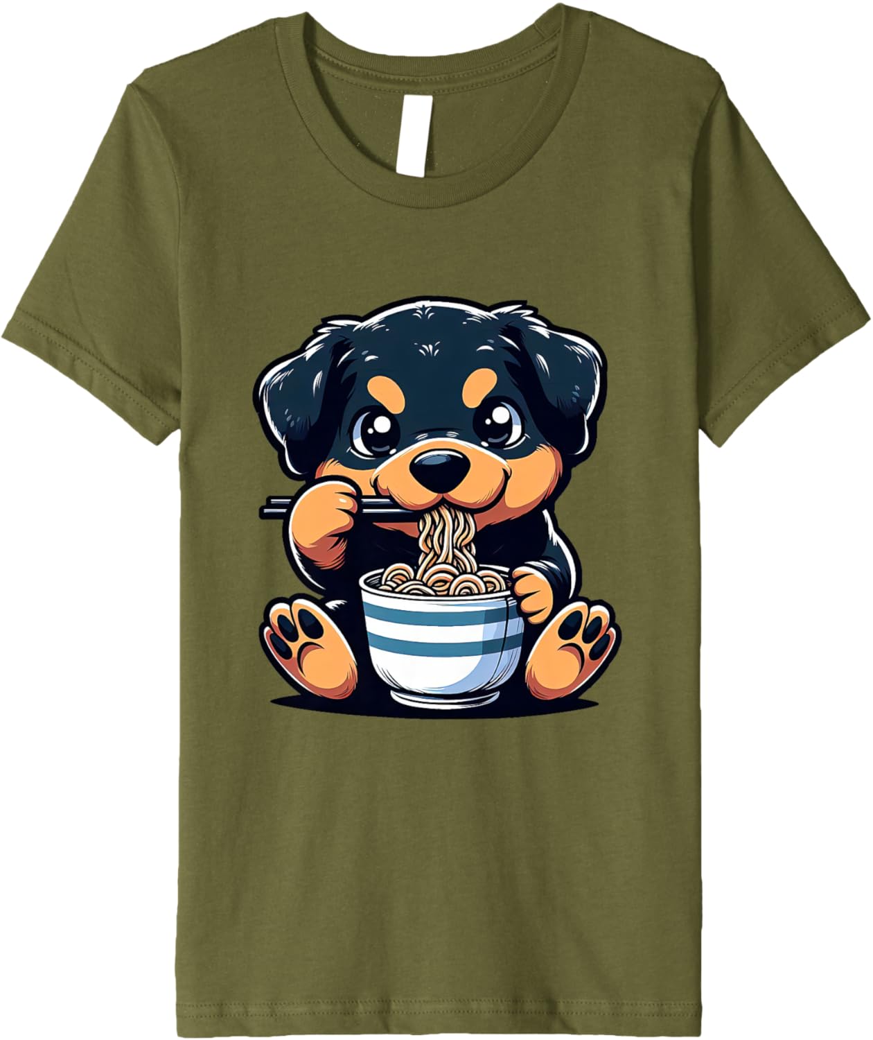 Dog Kawaii Eating Ramen Noodles Rottweiler Anime Premium