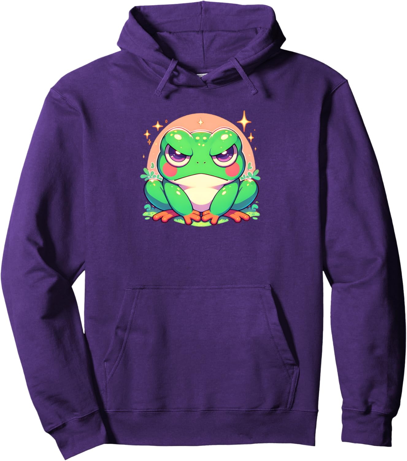 Grumpy Frog Cute Japanese Anime Style Girls Graphic Pullover Hoodie