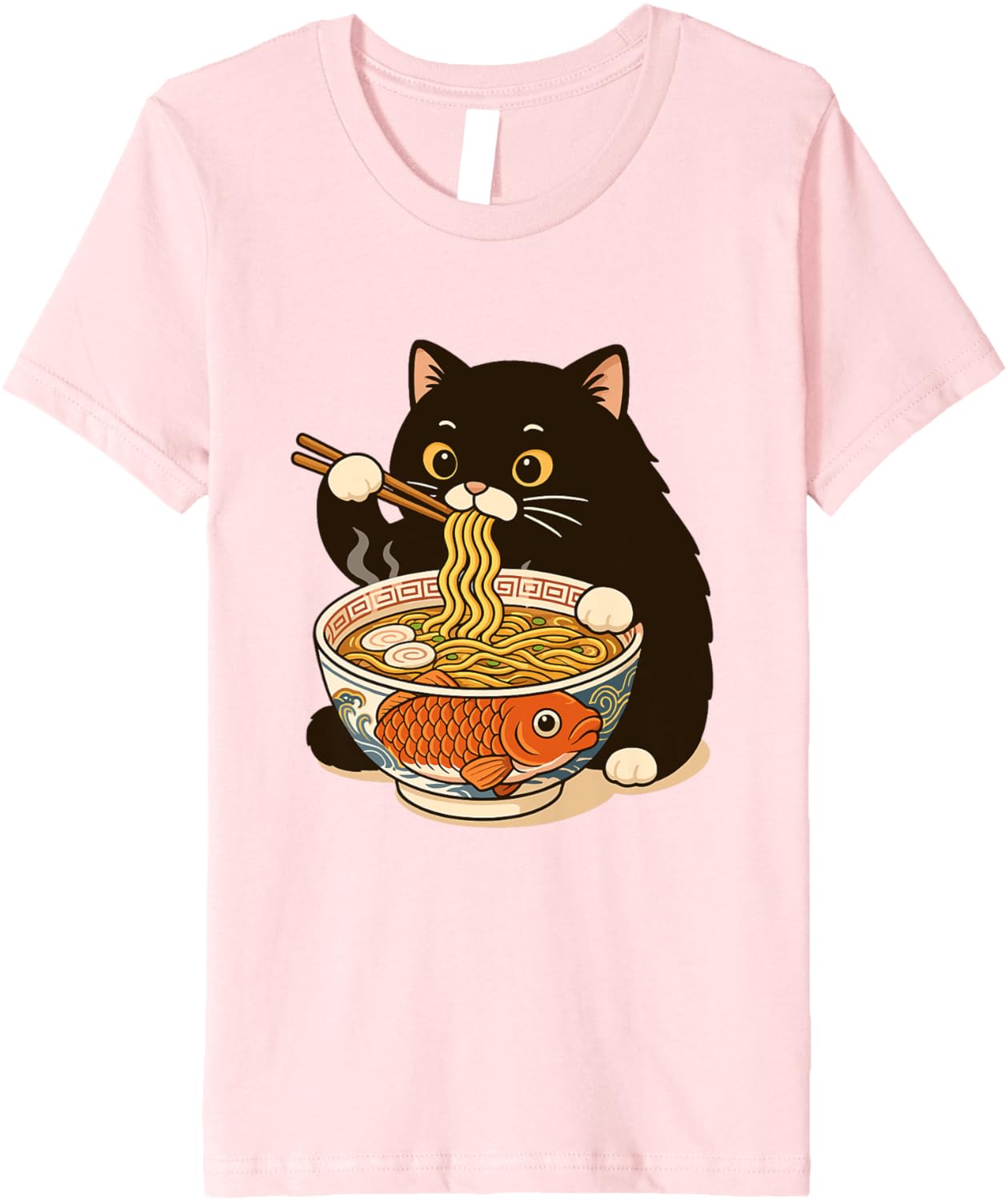 Fat Cat Ramen Anime Meme Eating Noodles Kawaii Premium