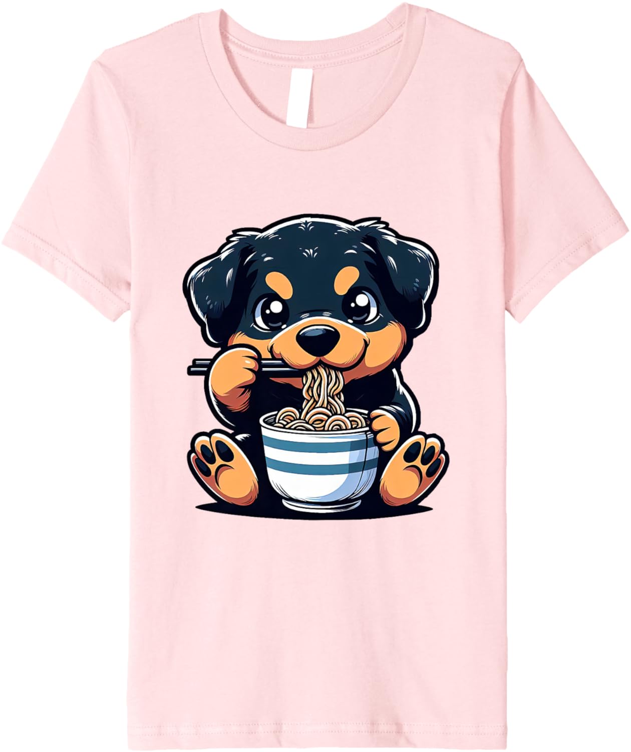 Dog Kawaii Eating Ramen Noodles Rottweiler Anime Premium