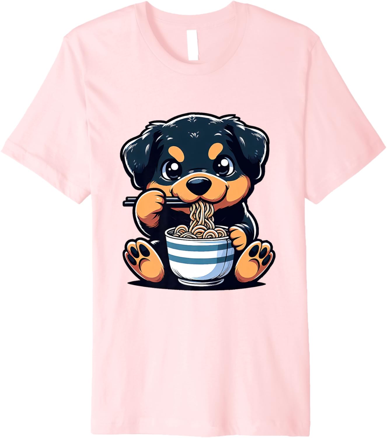 Dog Kawaii Eating Ramen Noodles Rottweiler Anime Premium