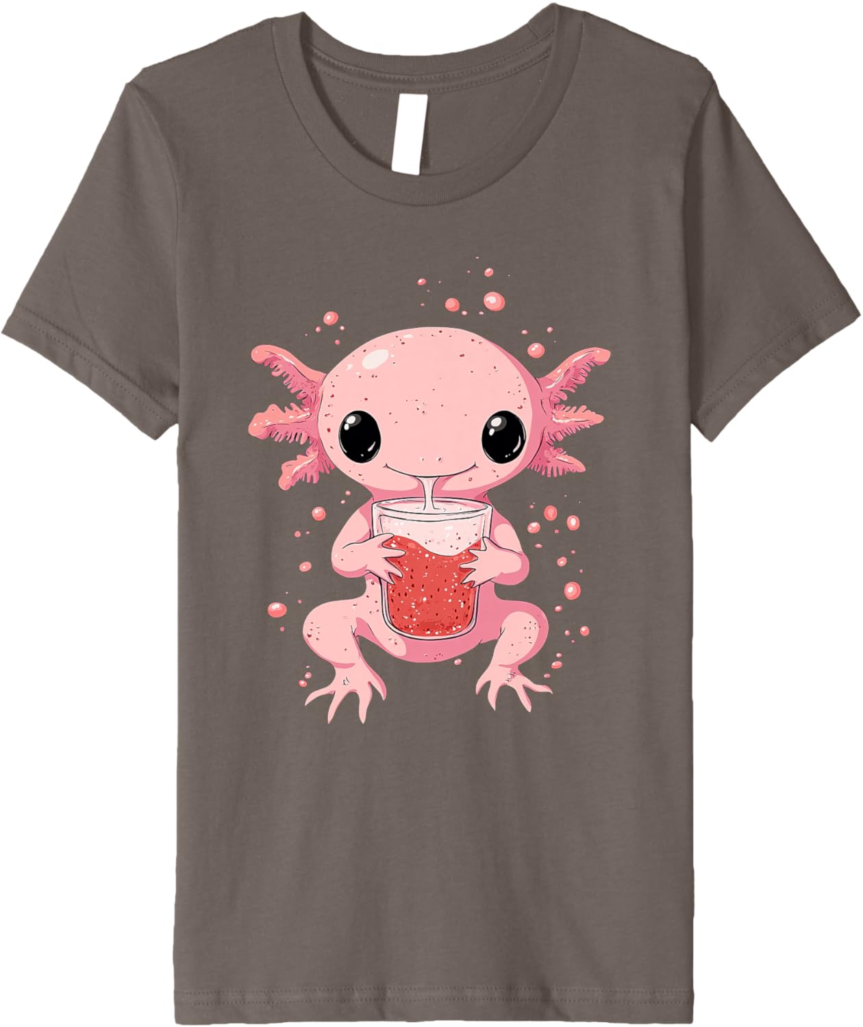 cute axolotl drinks bubble tea bubbletea anime kawaii Premium