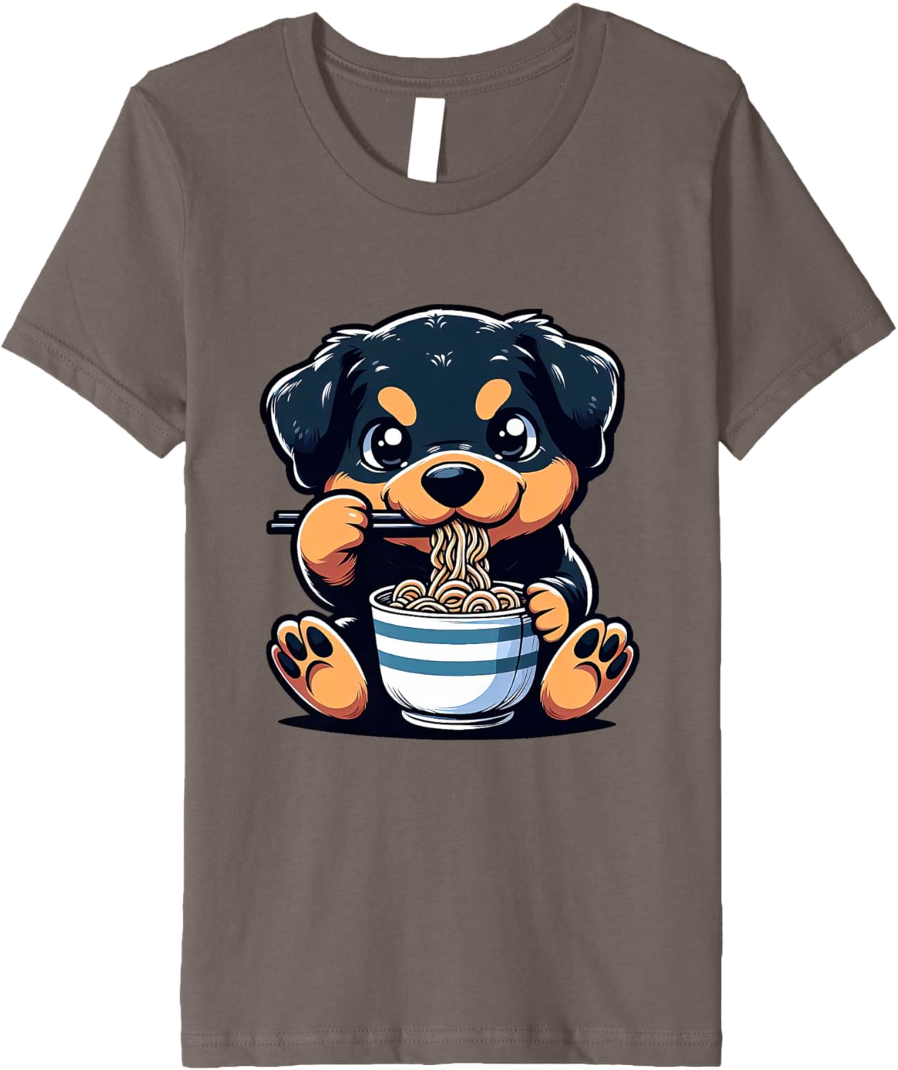 Dog Kawaii Eating Ramen Noodles Rottweiler Anime Premium