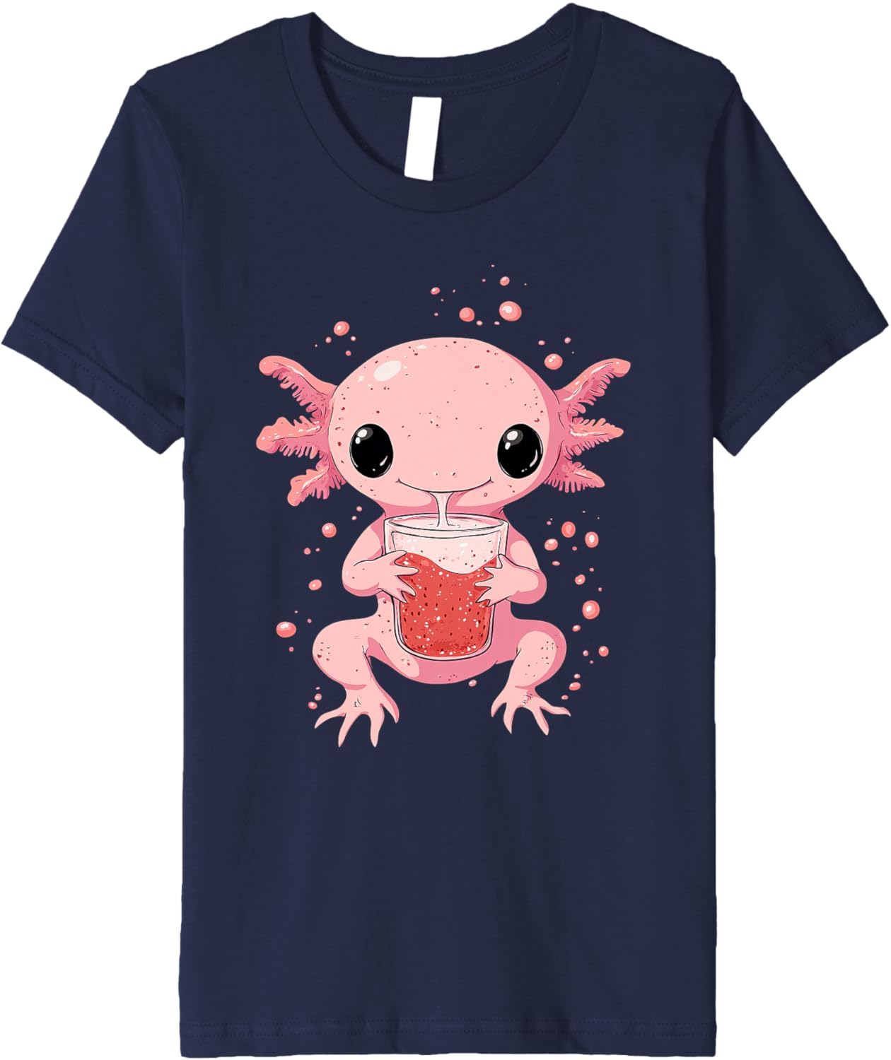 cute axolotl drinks bubble tea bubbletea anime kawaii Premium