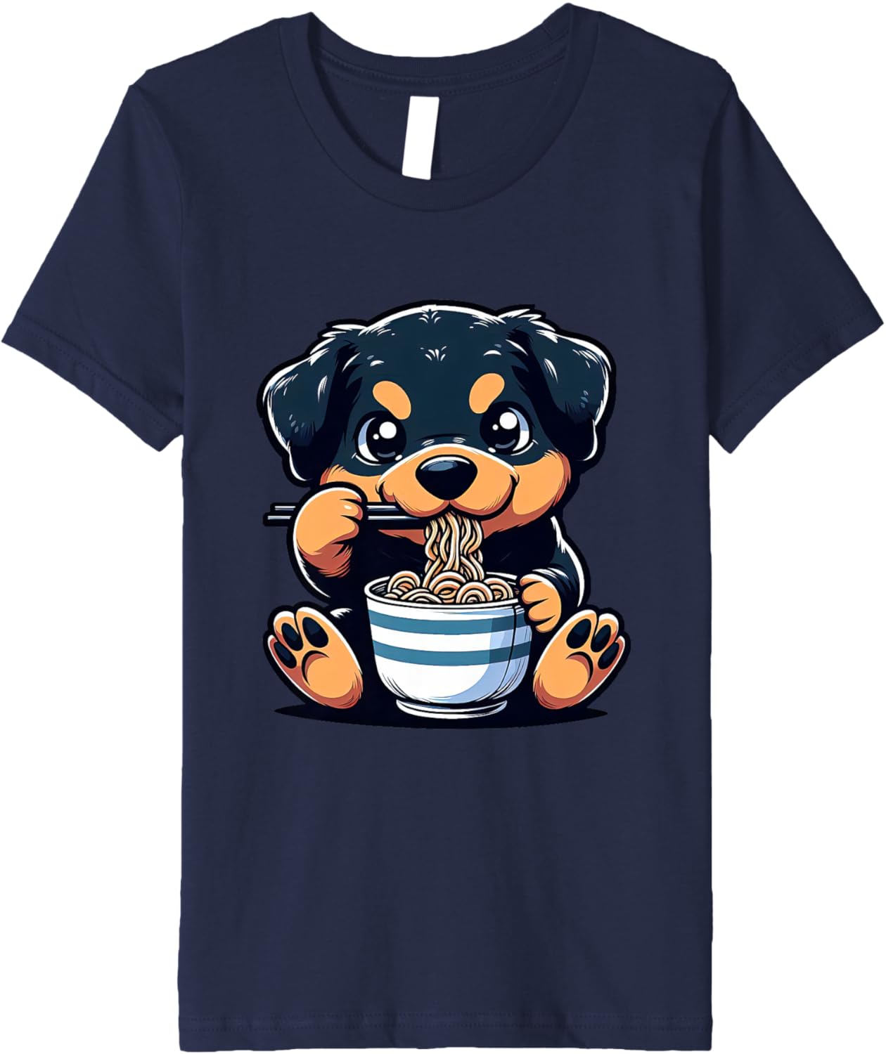 Dog Kawaii Eating Ramen Noodles Rottweiler Anime Premium