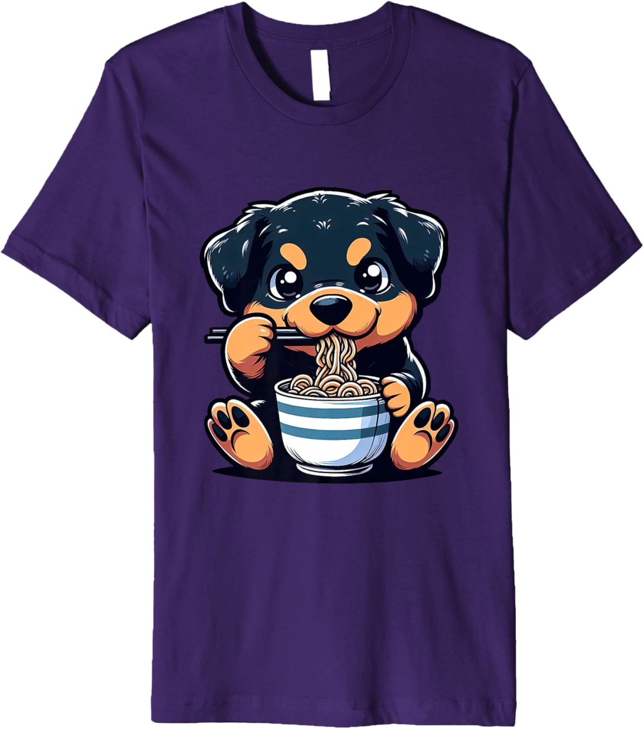 Dog Kawaii Eating Ramen Noodles Rottweiler Anime Premium