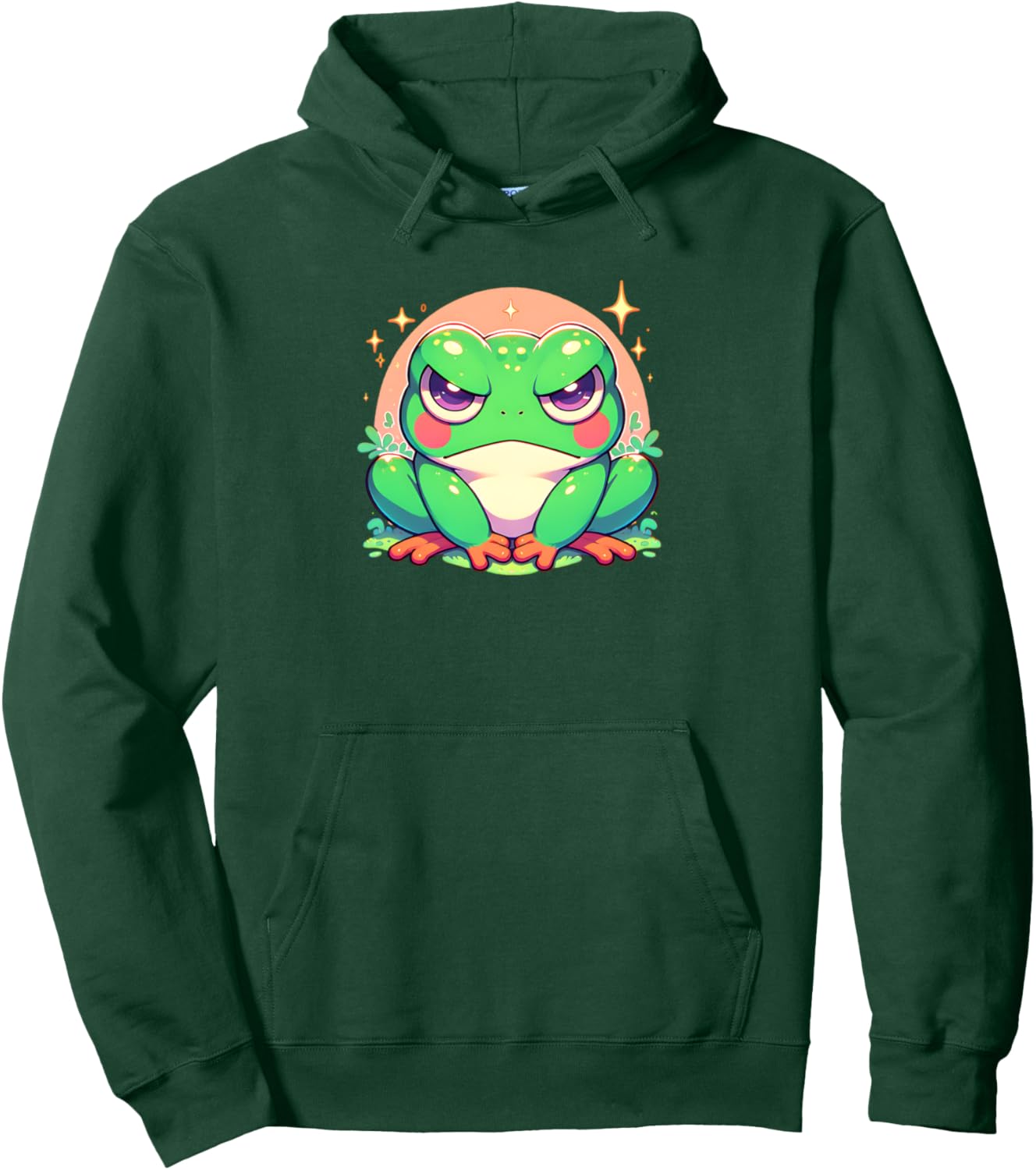 Grumpy Frog Cute Japanese Anime Style Girls Graphic Pullover Hoodie