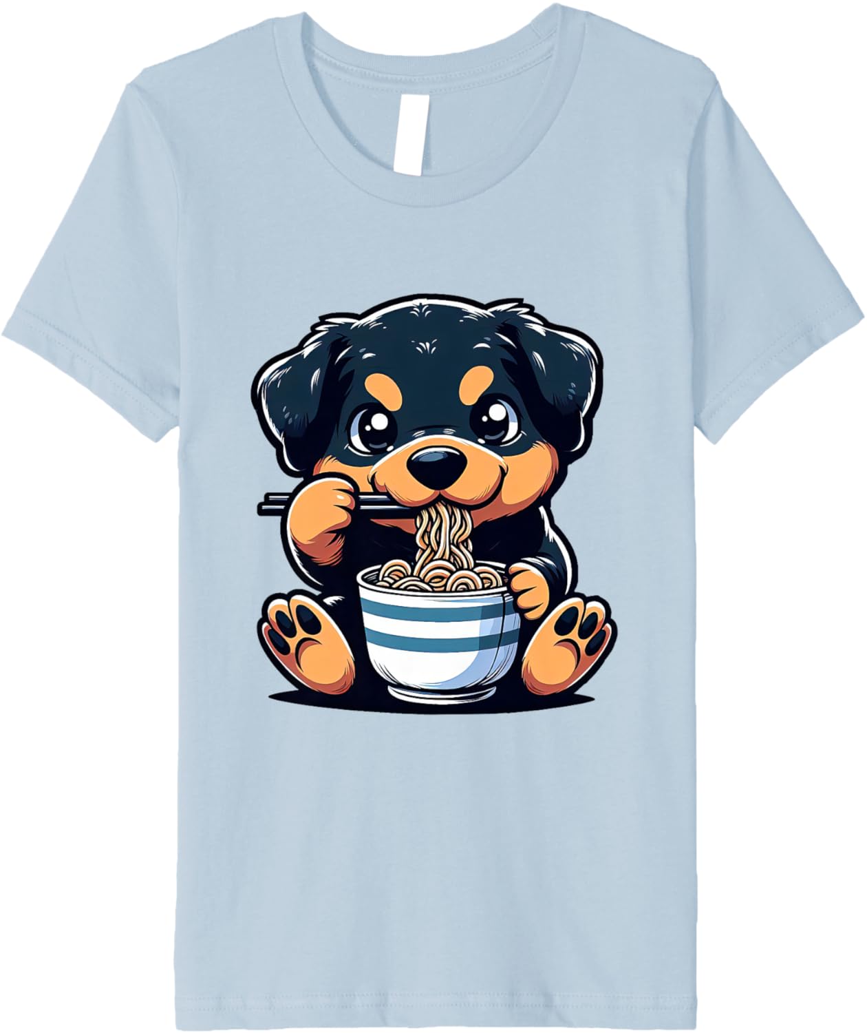 Dog Kawaii Eating Ramen Noodles Rottweiler Anime Premium