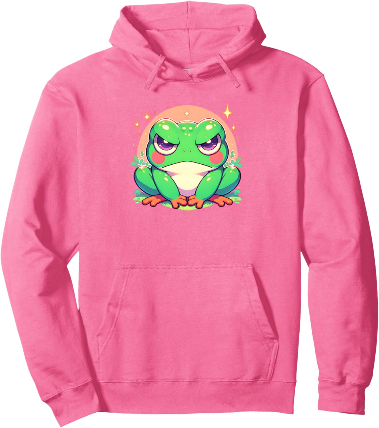 Grumpy Frog Cute Japanese Anime Style Girls Graphic Pullover Hoodie