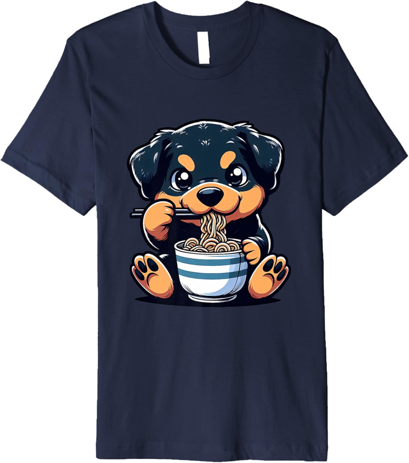 Dog Kawaii Eating Ramen Noodles Rottweiler Anime Premium