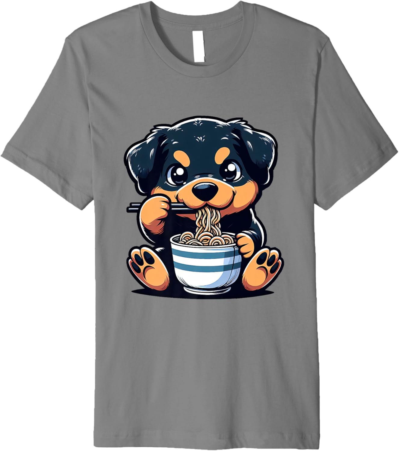 Dog Kawaii Eating Ramen Noodles Rottweiler Anime Premium