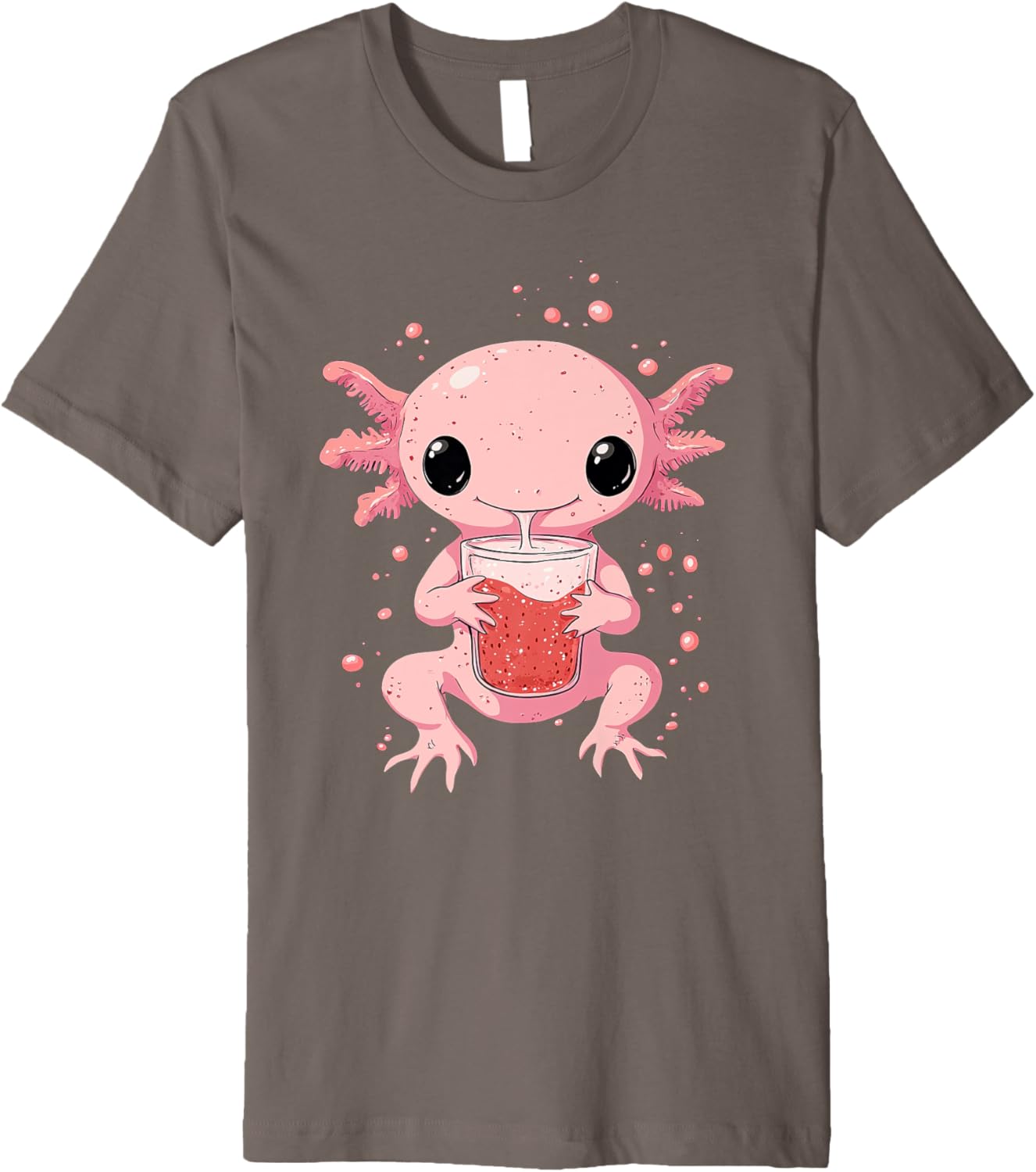 cute axolotl drinks bubble tea bubbletea anime kawaii Premium