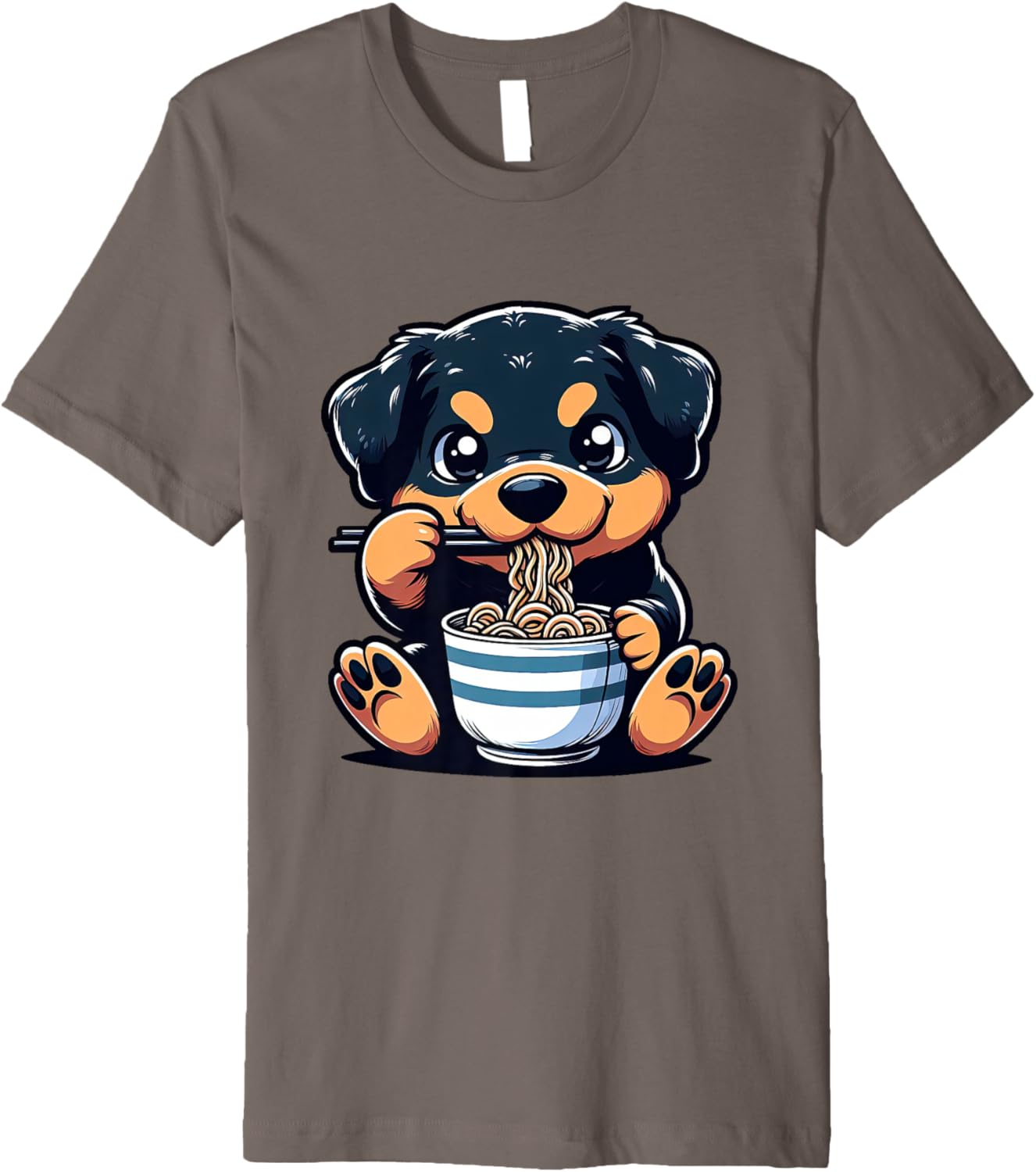 Dog Kawaii Eating Ramen Noodles Rottweiler Anime Premium
