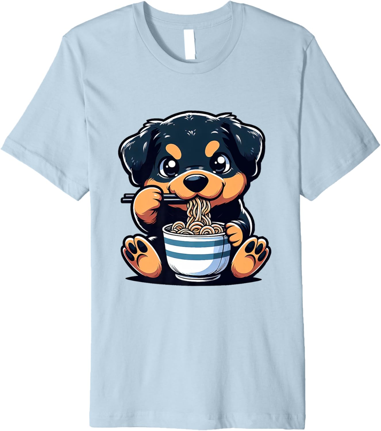 Dog Kawaii Eating Ramen Noodles Rottweiler Anime Premium