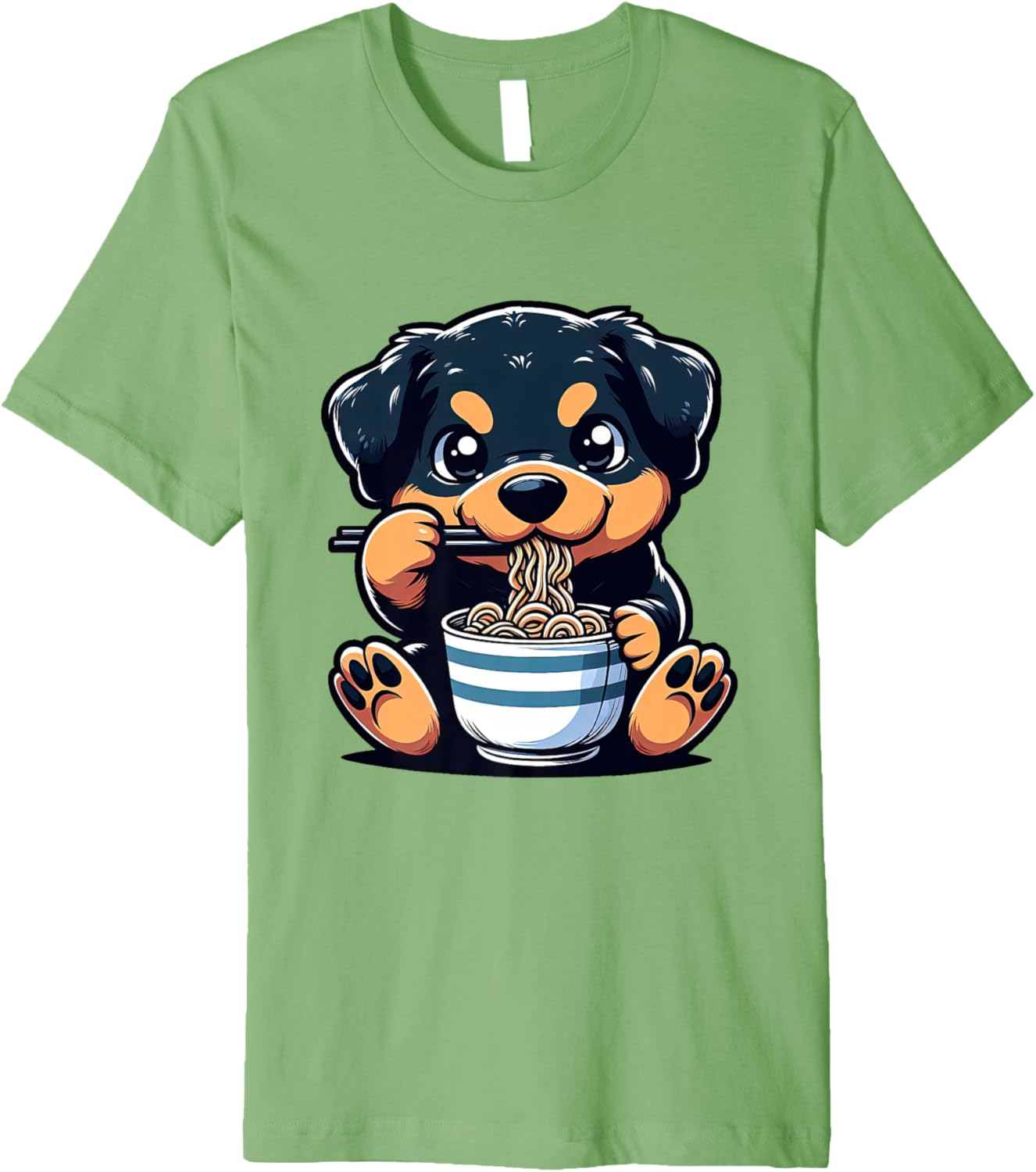 Dog Kawaii Eating Ramen Noodles Rottweiler Anime Premium