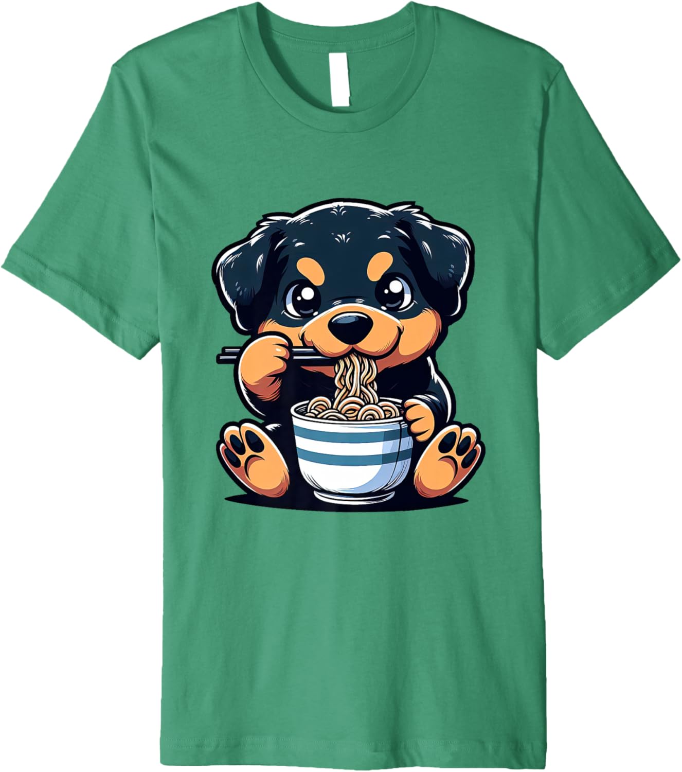 Dog Kawaii Eating Ramen Noodles Rottweiler Anime Premium