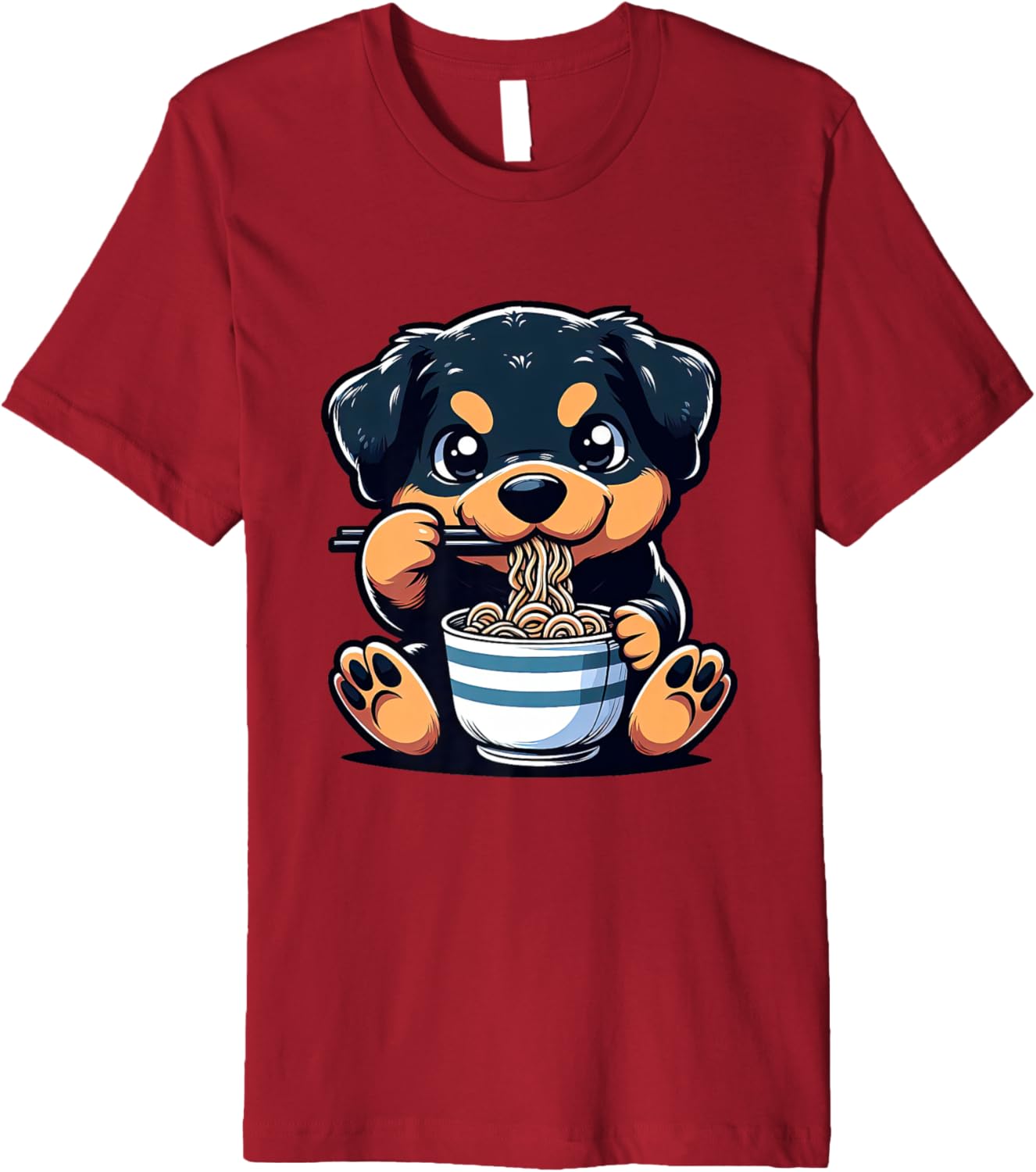 Dog Kawaii Eating Ramen Noodles Rottweiler Anime Premium