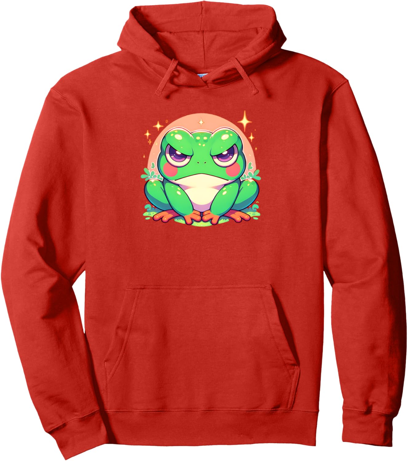 Grumpy Frog Cute Japanese Anime Style Girls Graphic Pullover Hoodie