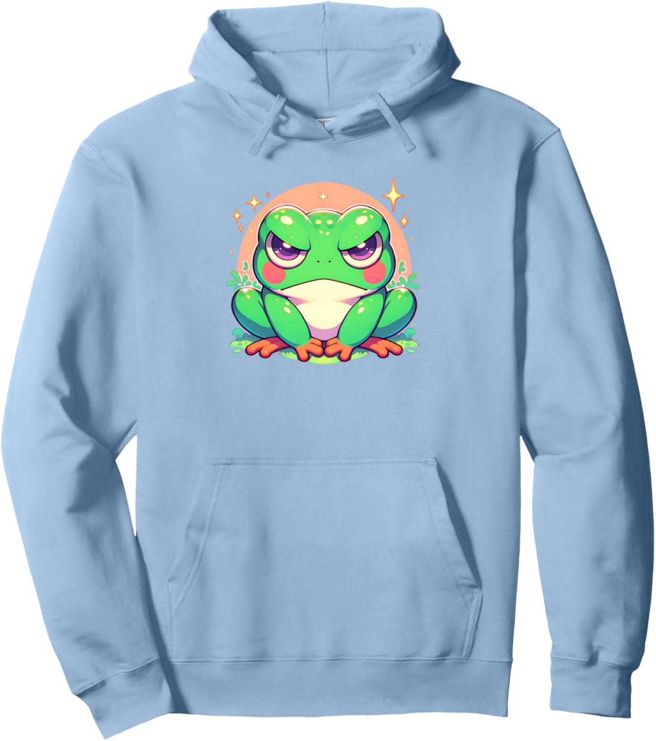 Grumpy Frog Cute Japanese Anime Style Girls Graphic Pullover Hoodie