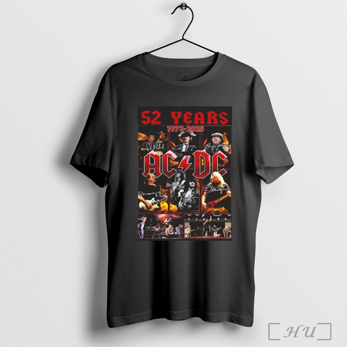 Acdc Rock Band 52 Years Anniversary 1973 2025 Signatures T Shirt Sweatshirt