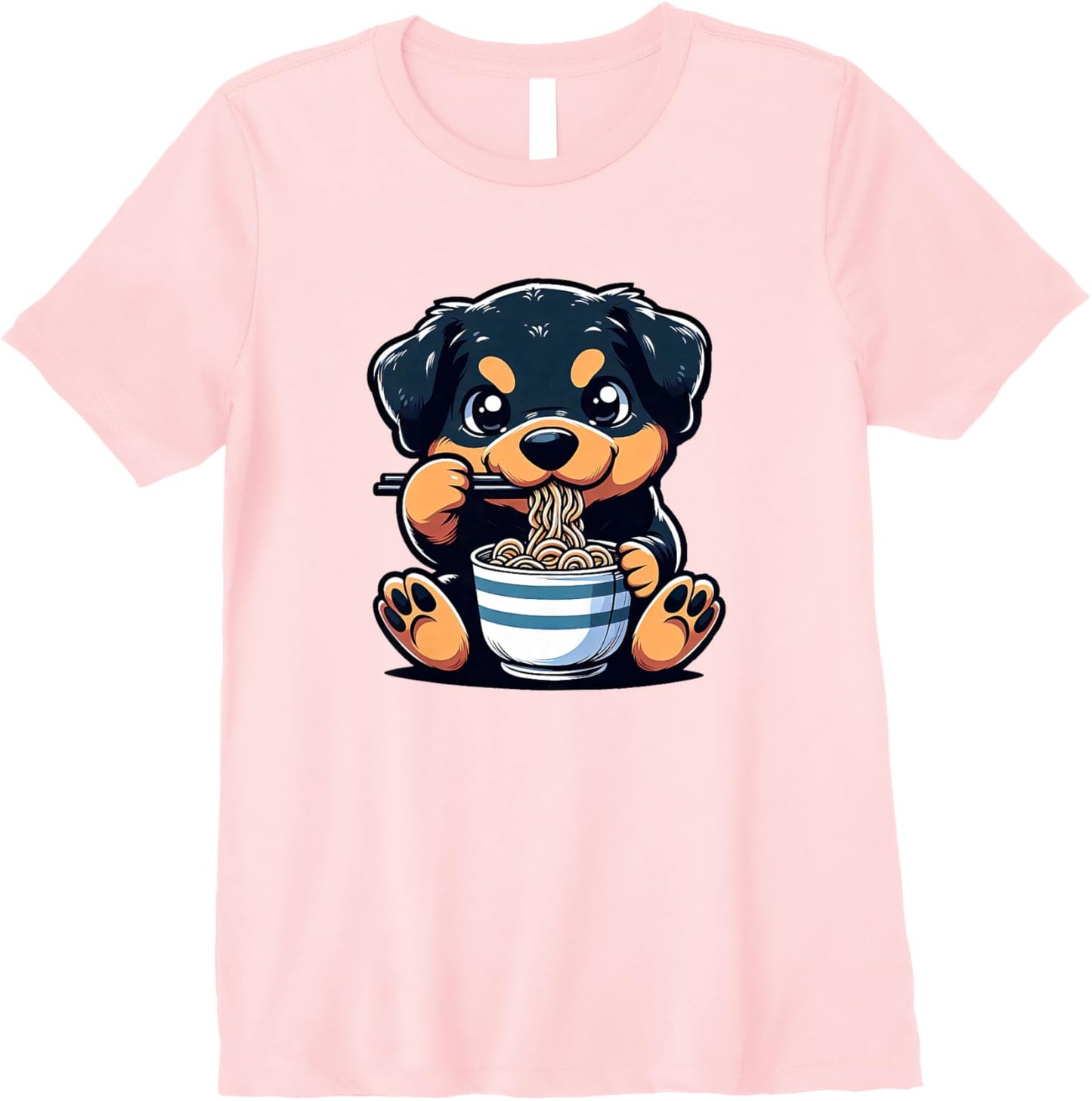 Dog Kawaii Eating Ramen Noodles Rottweiler Anime Premium