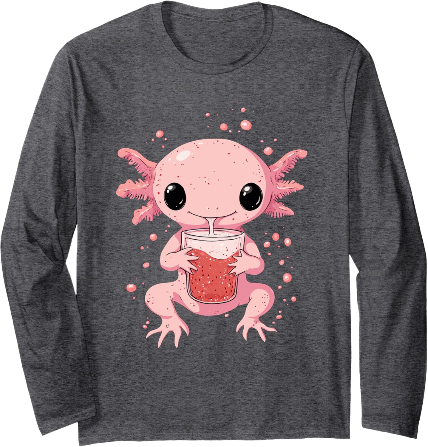 cute axolotl drinks bubble tea bubbletea anime kawaii Long Sleeve