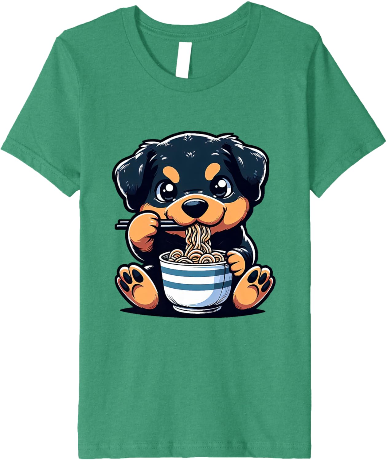 Dog Kawaii Eating Ramen Noodles Rottweiler Anime Premium