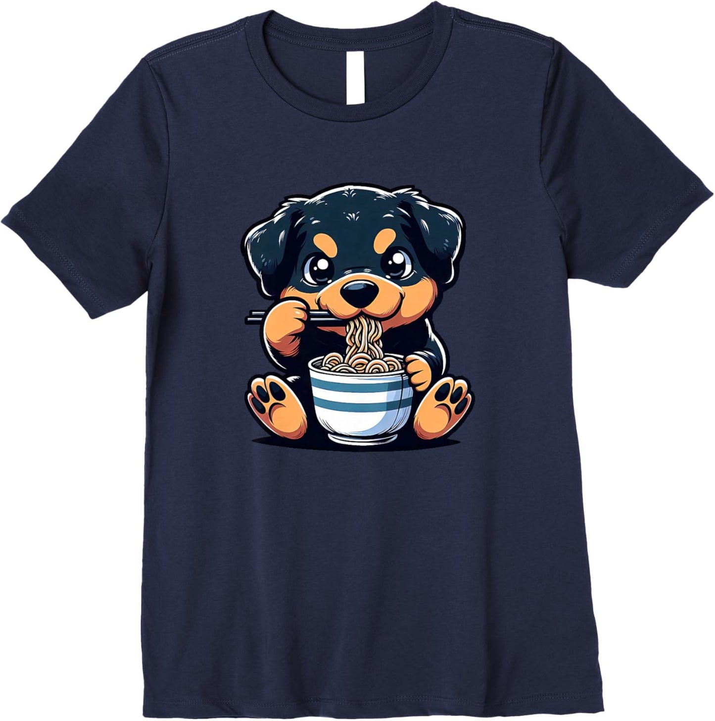 Dog Kawaii Eating Ramen Noodles Rottweiler Anime Premium