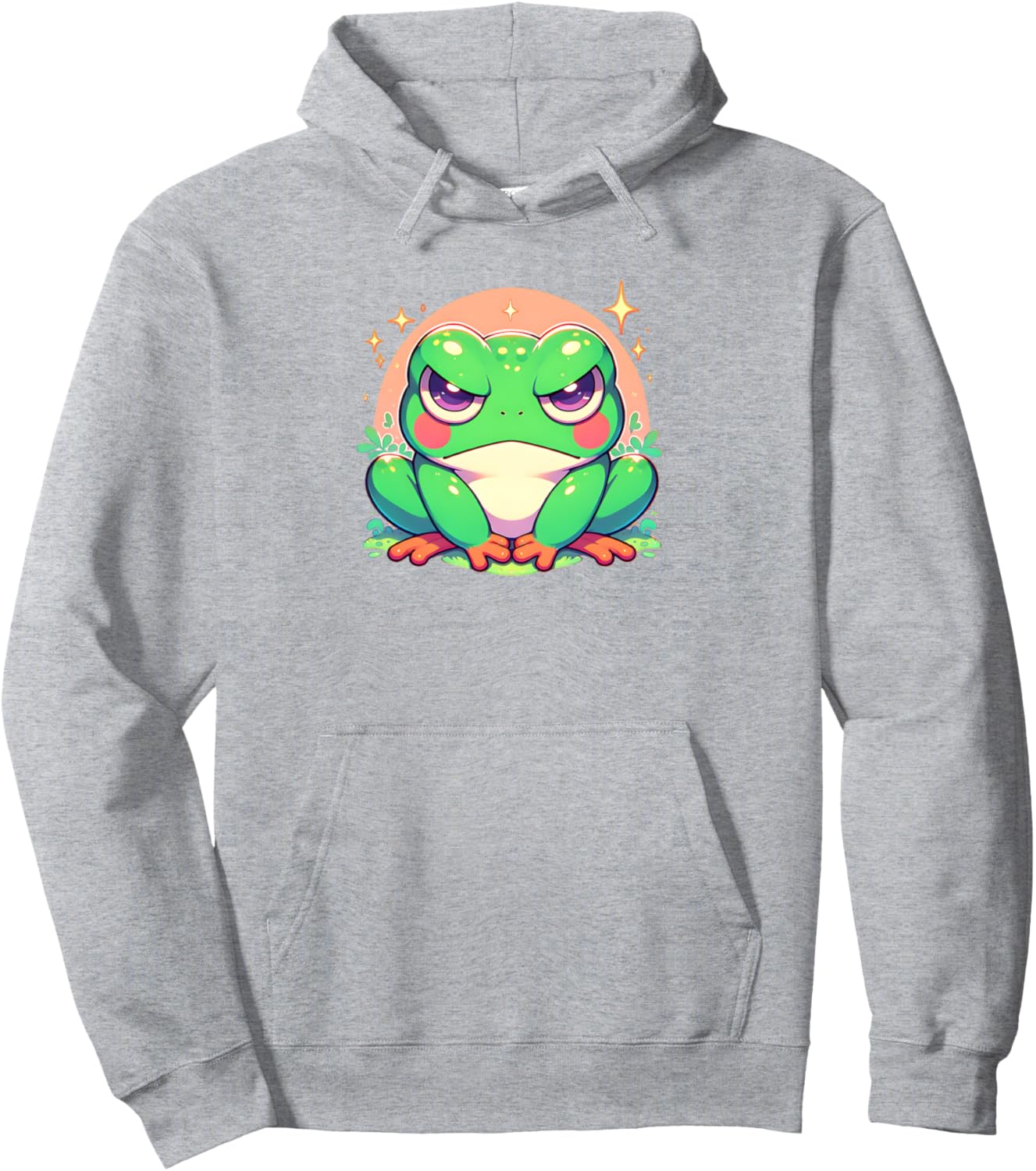 Grumpy Frog Cute Japanese Anime Style Girls Graphic Pullover Hoodie