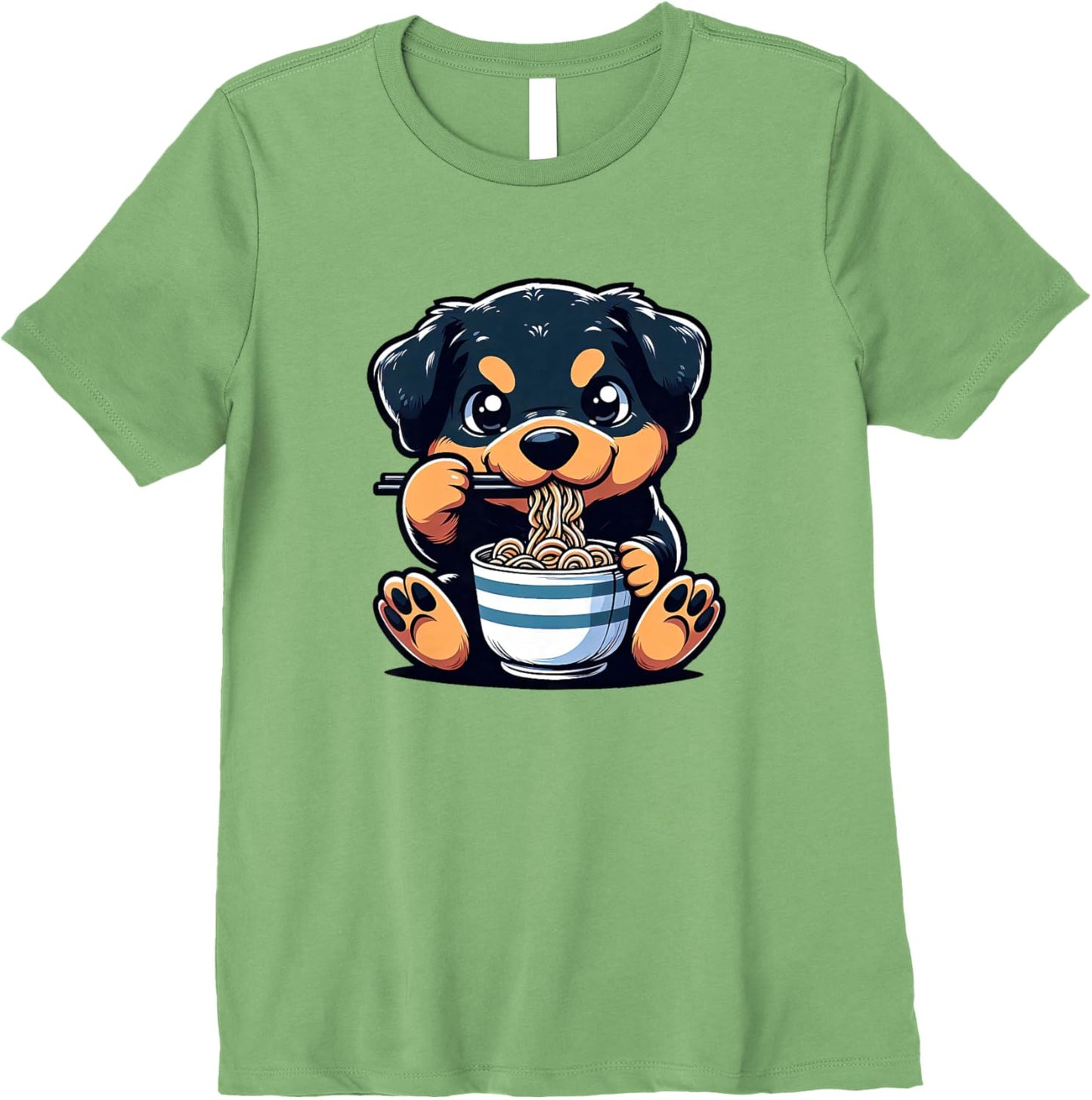 Dog Kawaii Eating Ramen Noodles Rottweiler Anime Premium