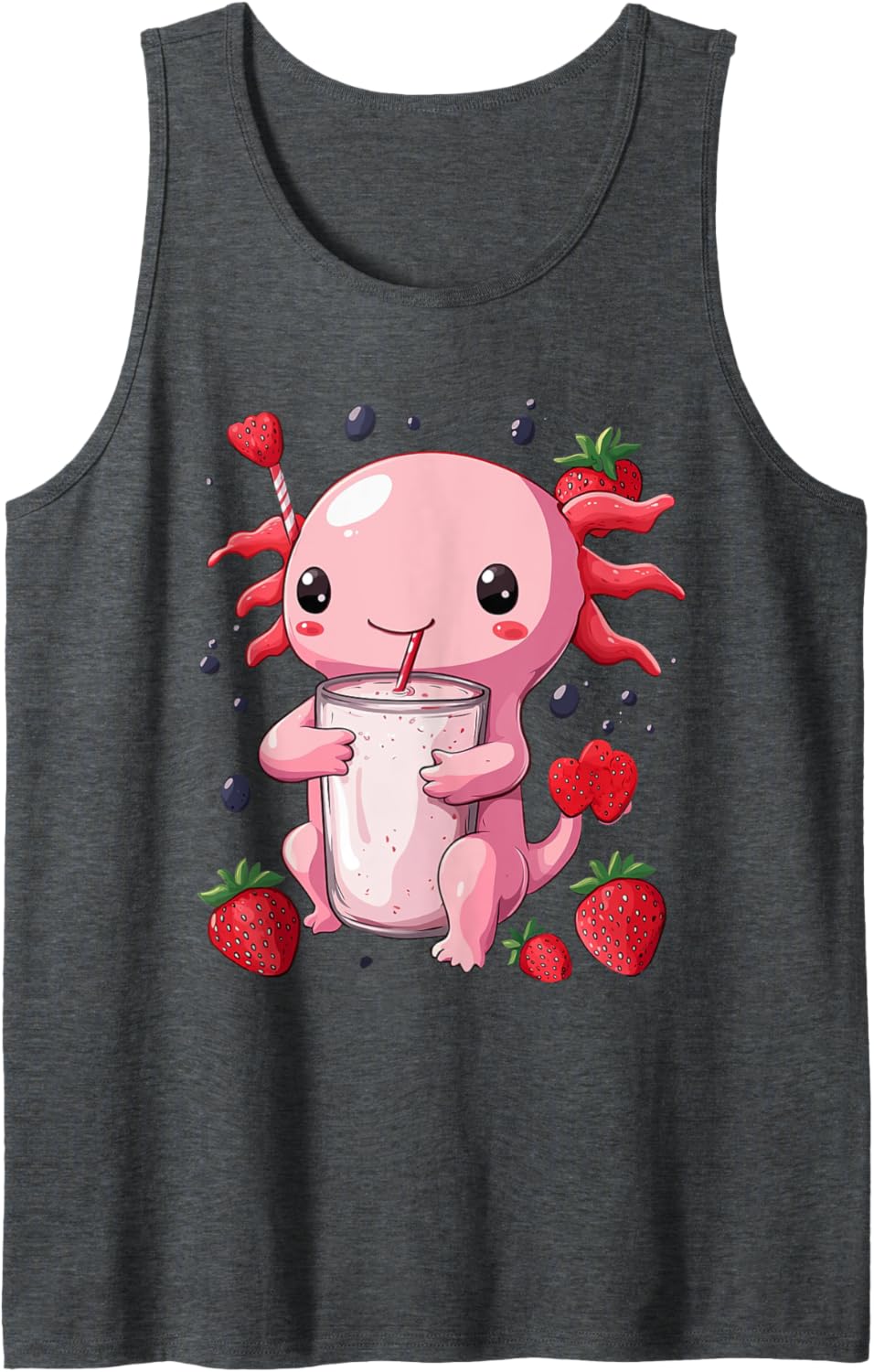 cute axolotl drinks bubble tea bubbletea anime kawaii Tank Top