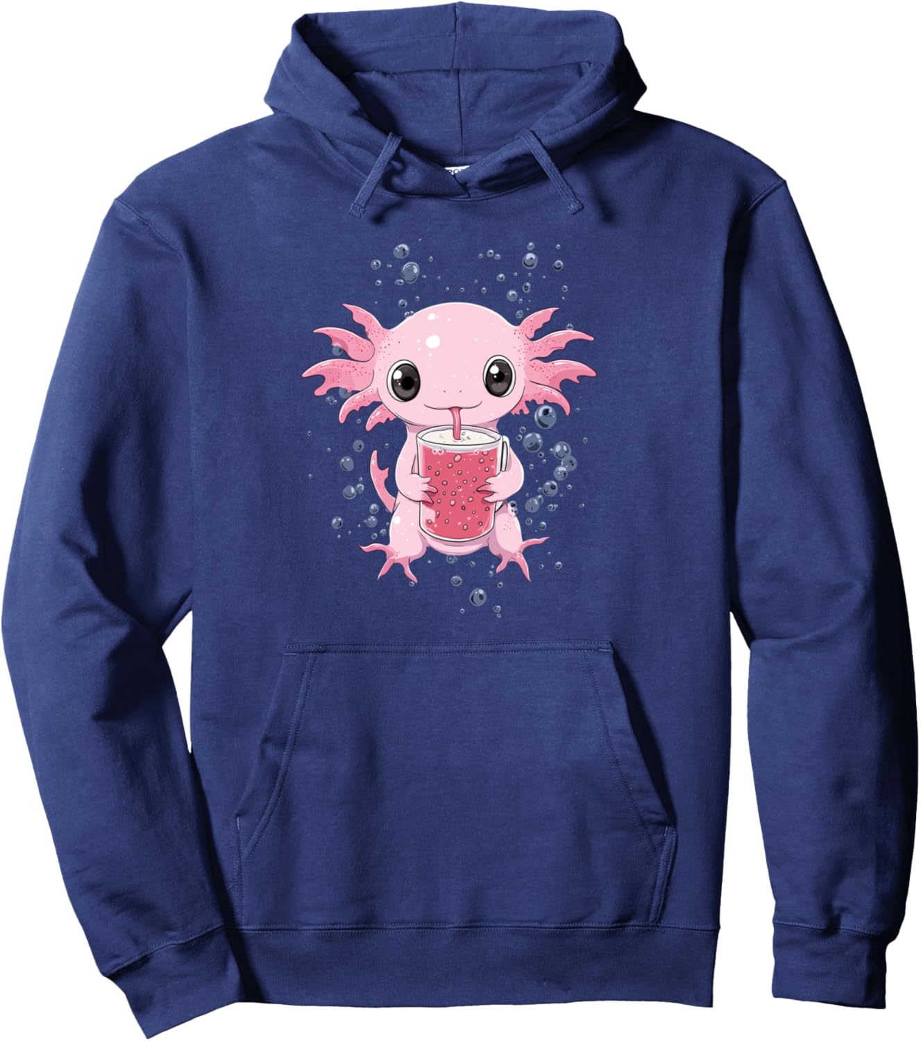 cute axolotl drinks bubble tea bubbletea anime kawaii Pullover Hoodie