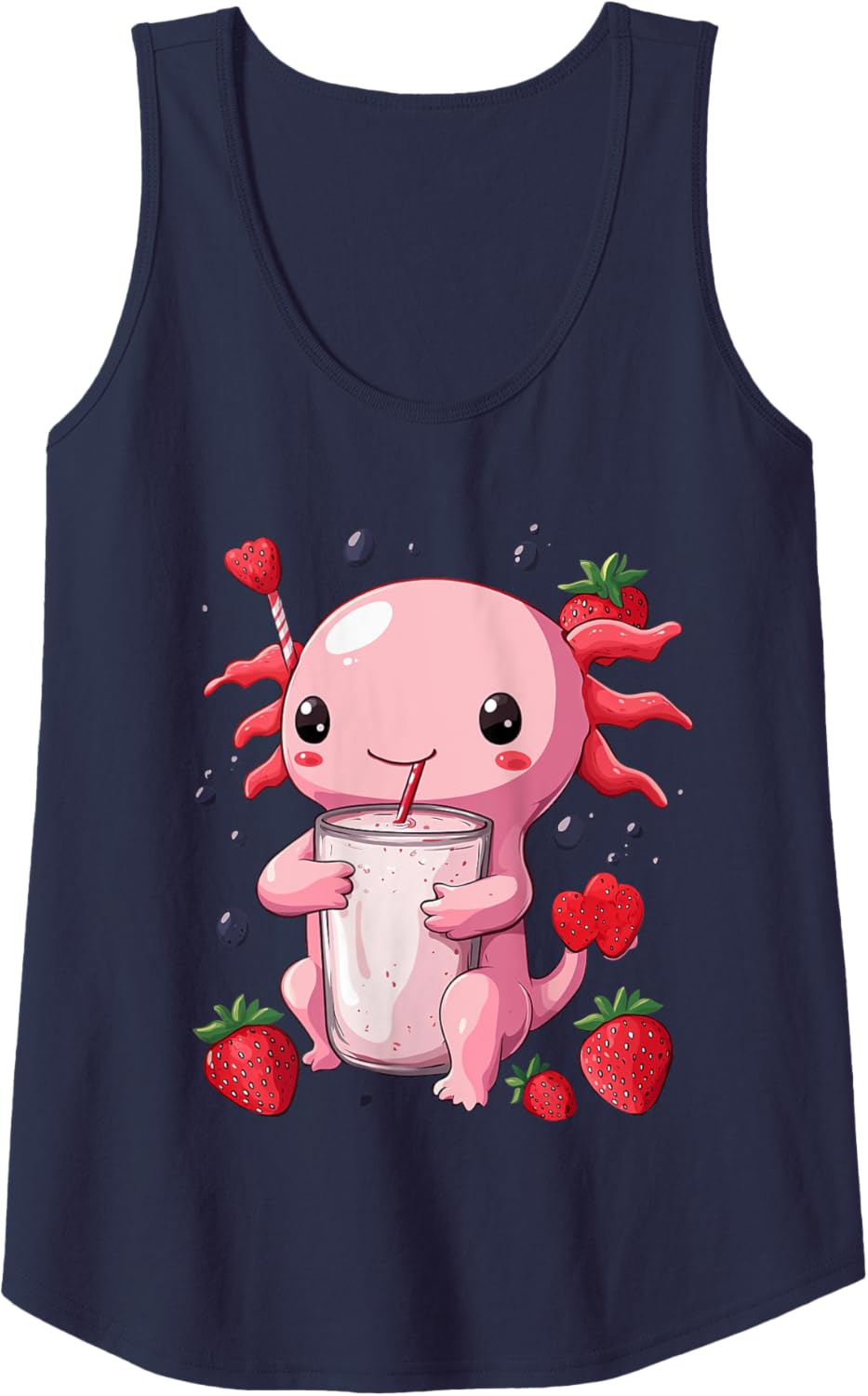 cute axolotl drinks bubble tea bubbletea anime kawaii Tank Top