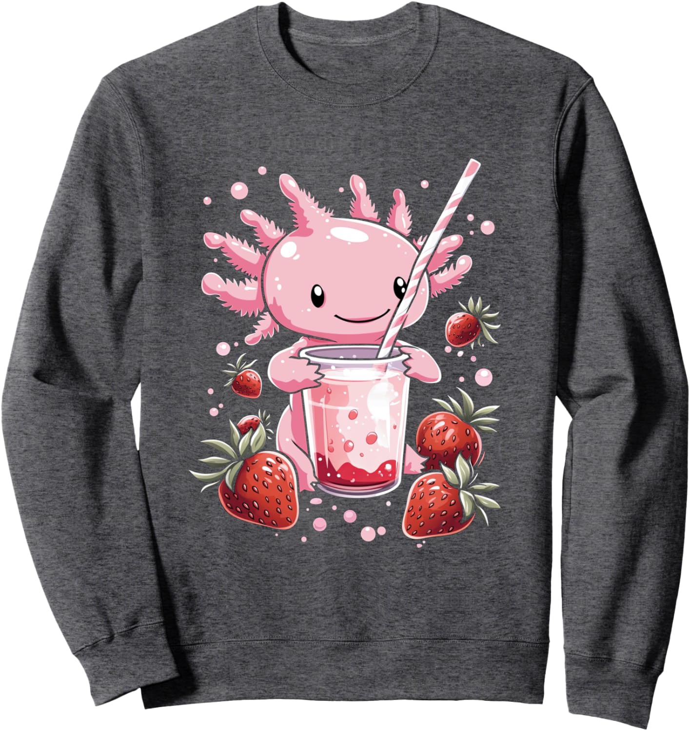 cute axolotl drinks bubble tea bubbletea anime kawaii Sweatshirt