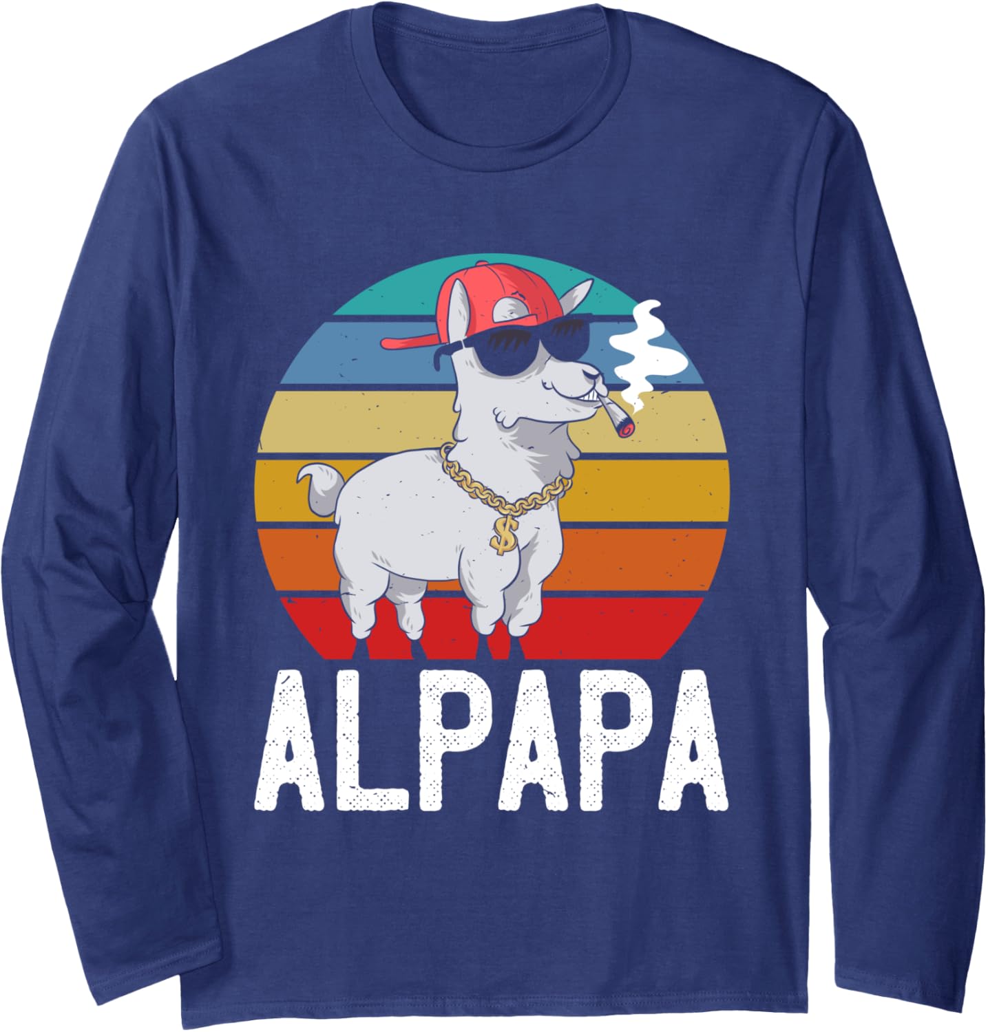 Fathers ALPAPA Retro Llama Funny Alpacas Long Sleeve