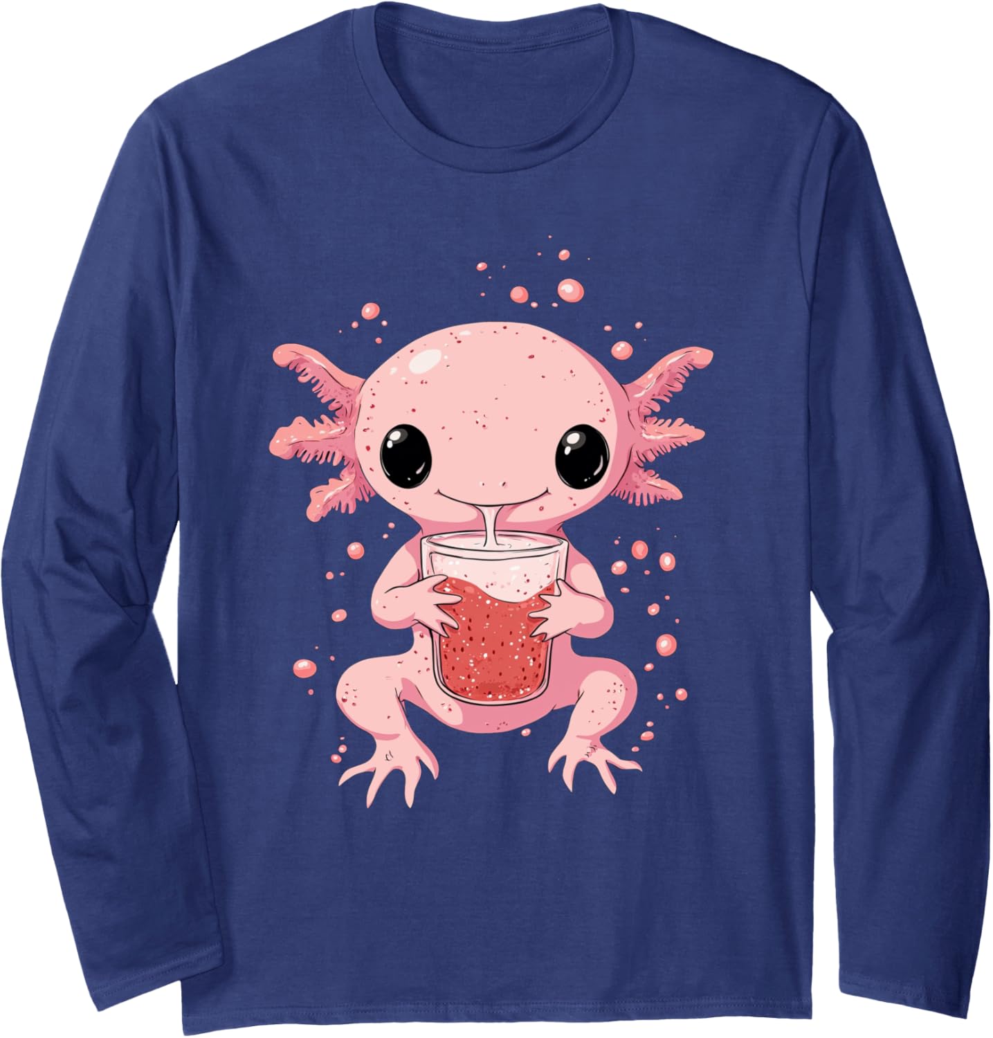 cute axolotl drinks bubble tea bubbletea anime kawaii Long Sleeve