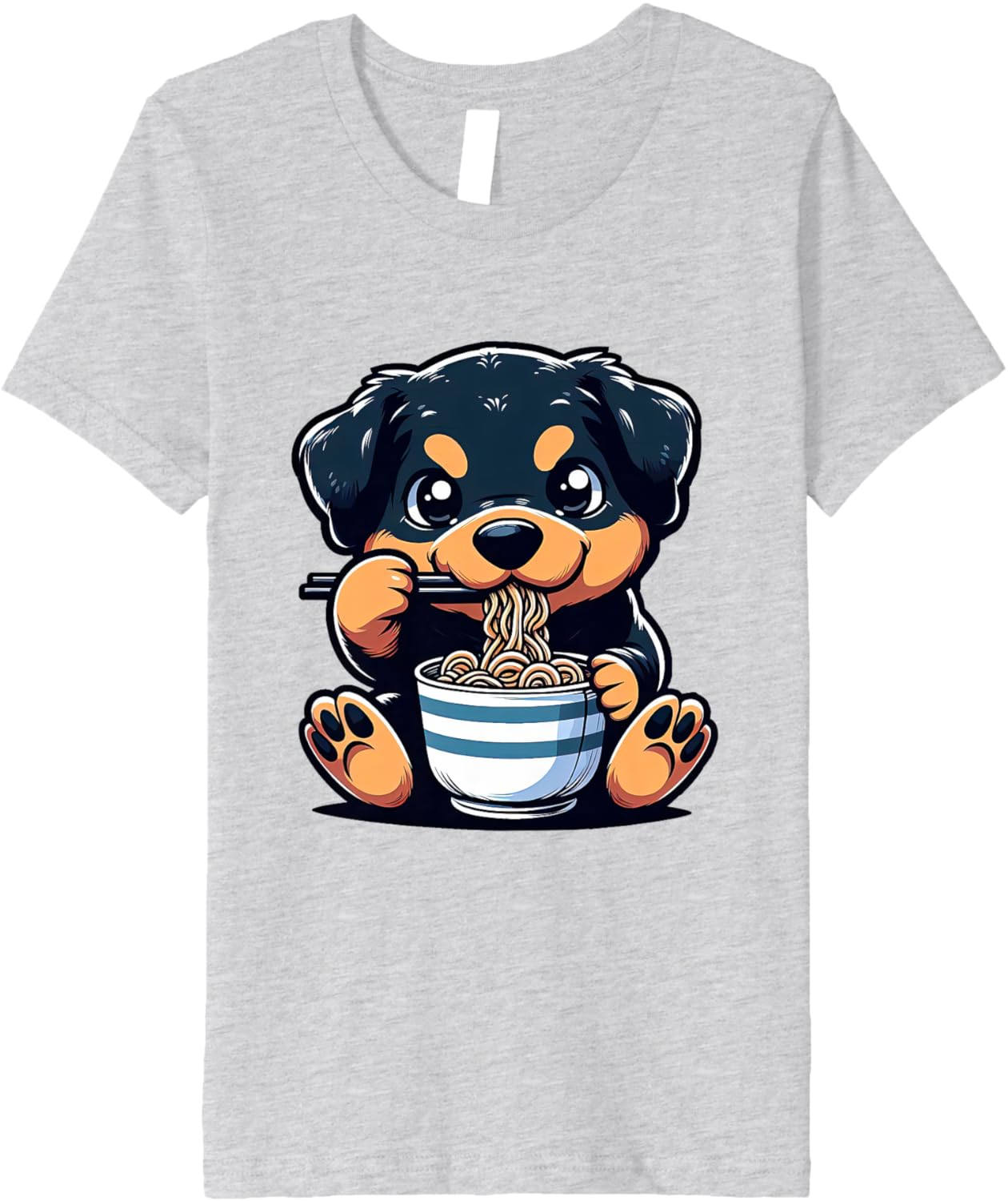 Dog Kawaii Eating Ramen Noodles Rottweiler Anime Premium