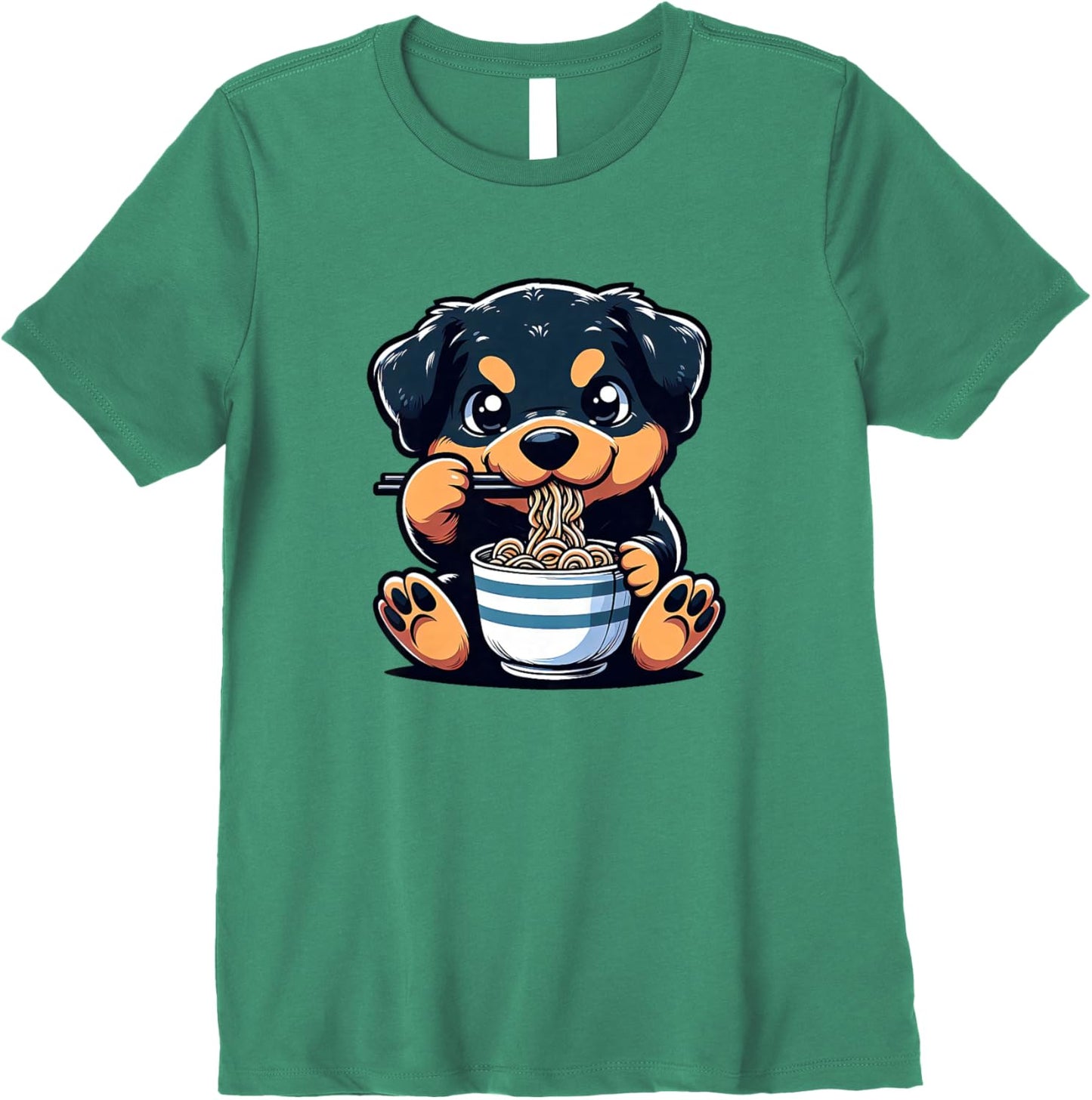 Dog Kawaii Eating Ramen Noodles Rottweiler Anime Premium
