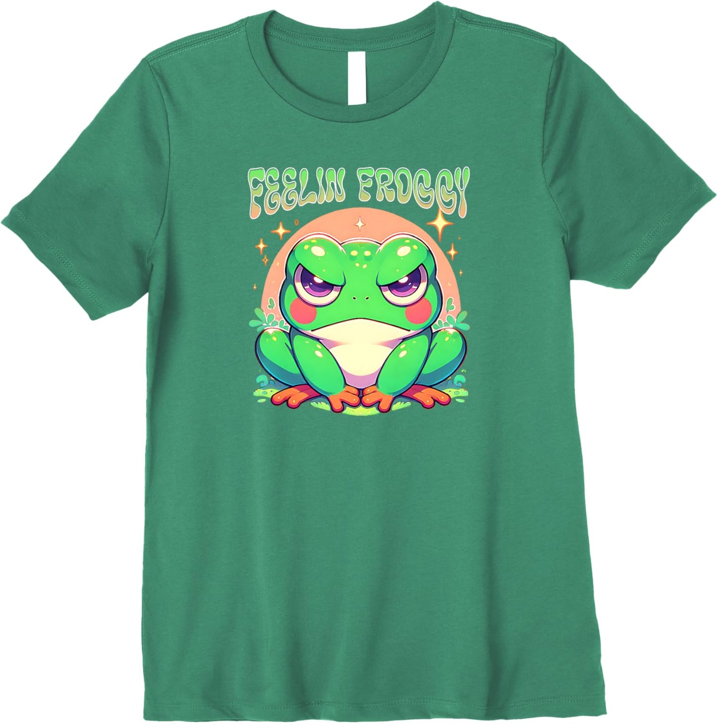 Grumpy Frog Feelin Froggy Cute Japanese Anime Style Girls Premium