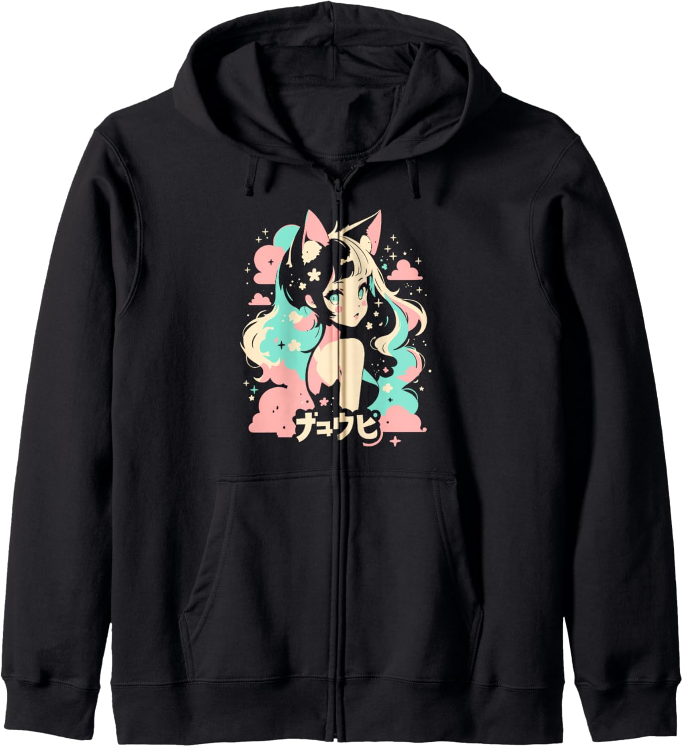 Anime Waifu Cute Anime manga Cat Girl Sweet Retro Japan Zip Hoodie
