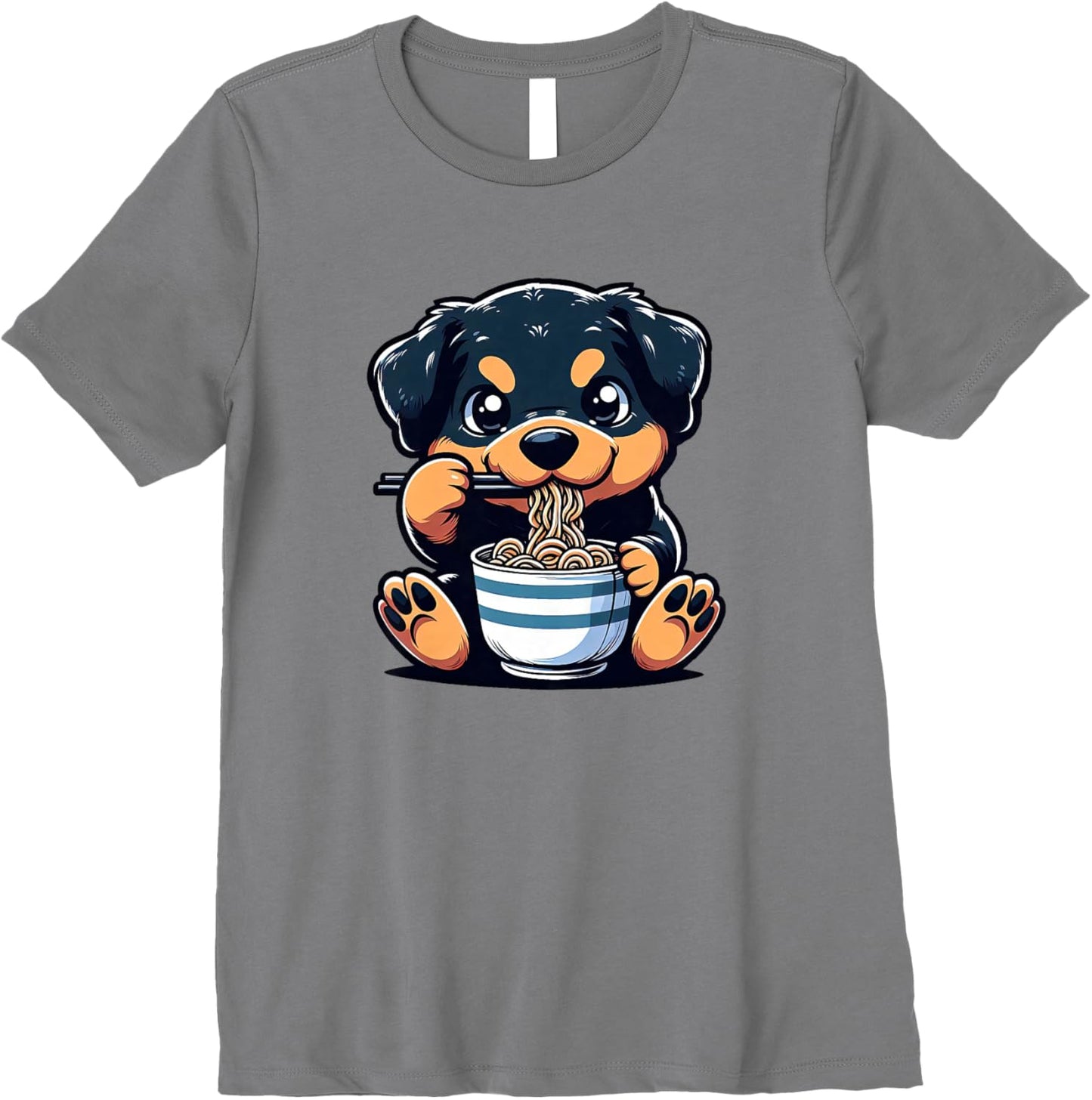 Dog Kawaii Eating Ramen Noodles Rottweiler Anime Premium