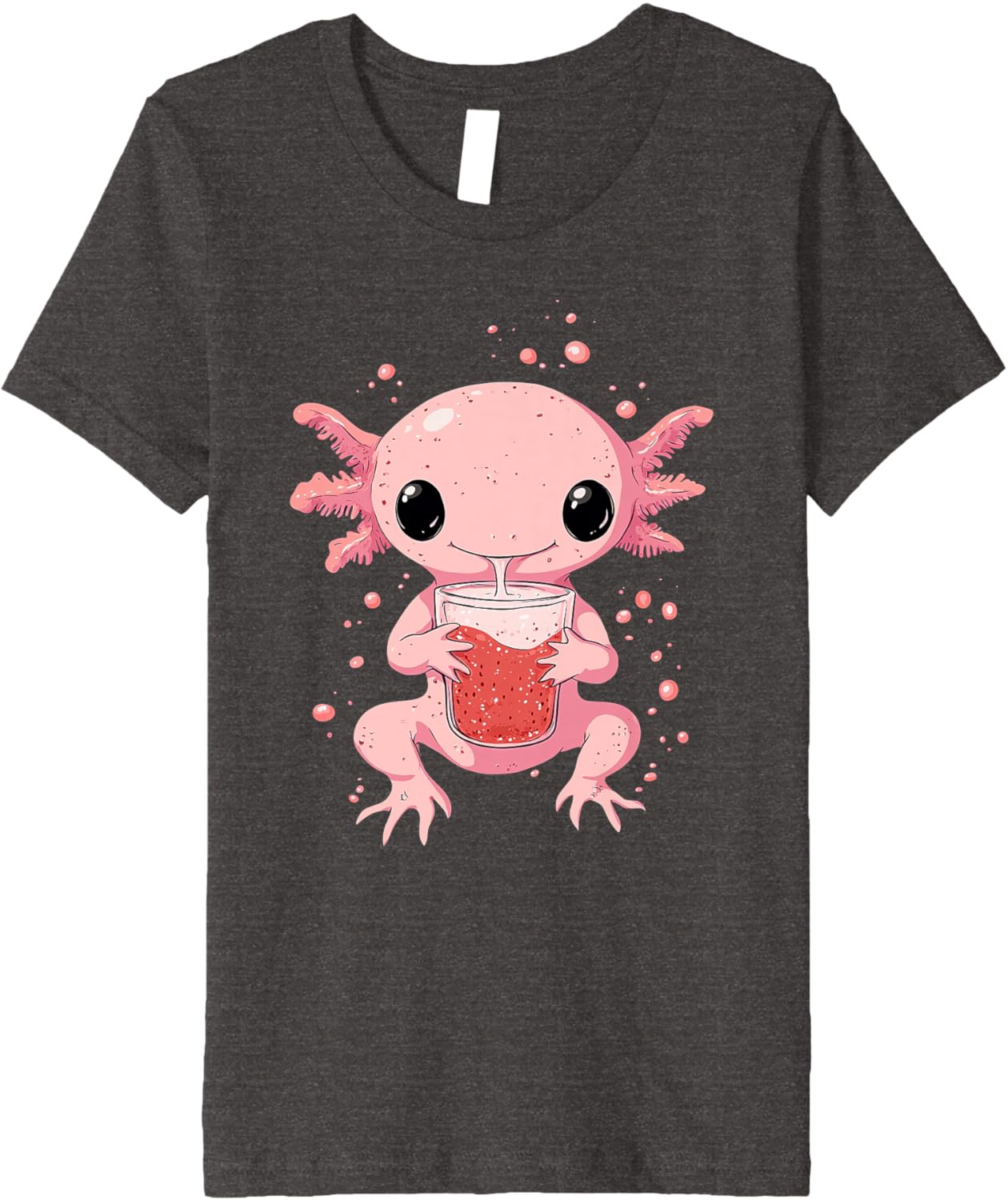 cute axolotl drinks bubble tea bubbletea anime kawaii Premium