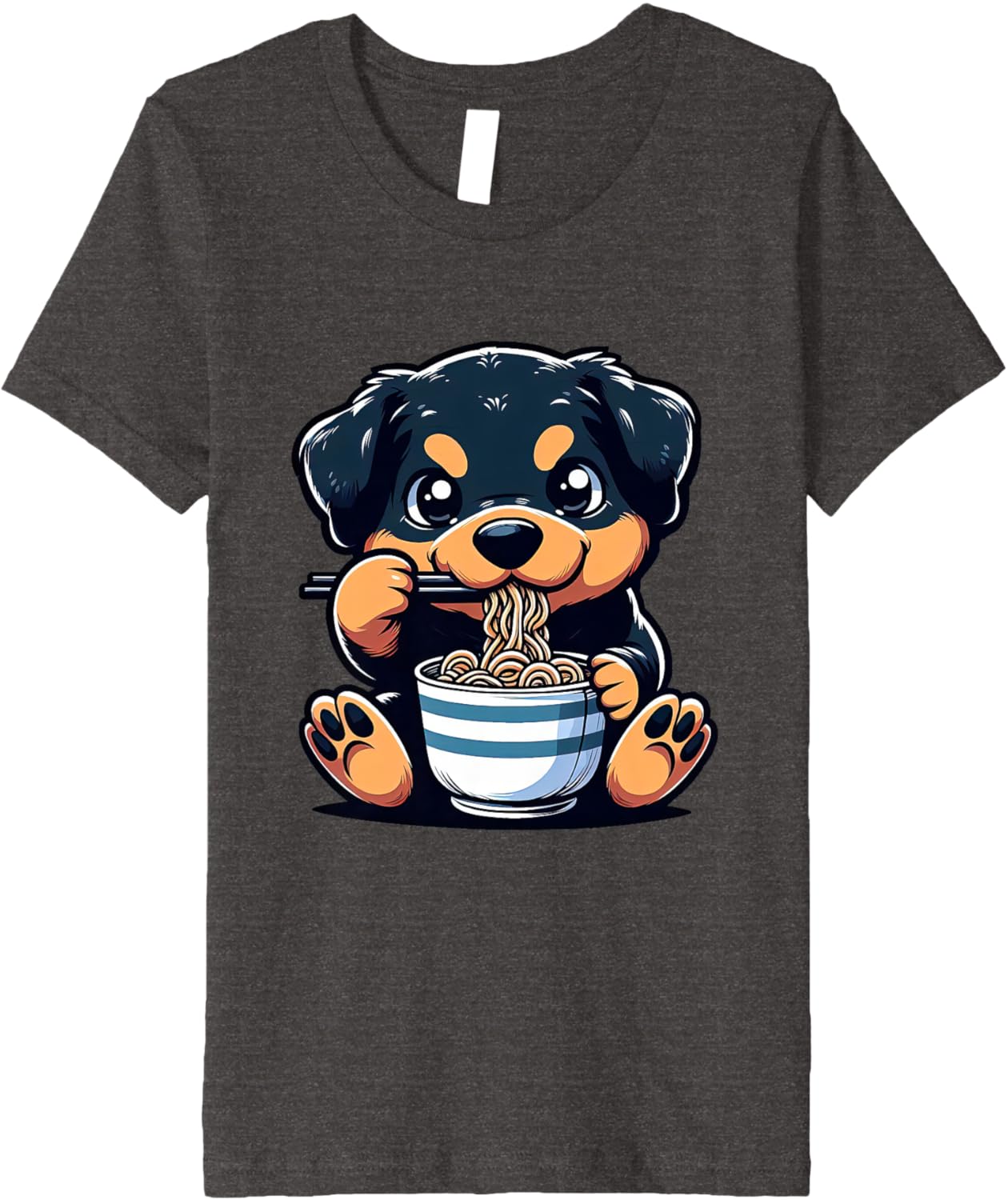 Dog Kawaii Eating Ramen Noodles Rottweiler Anime Premium
